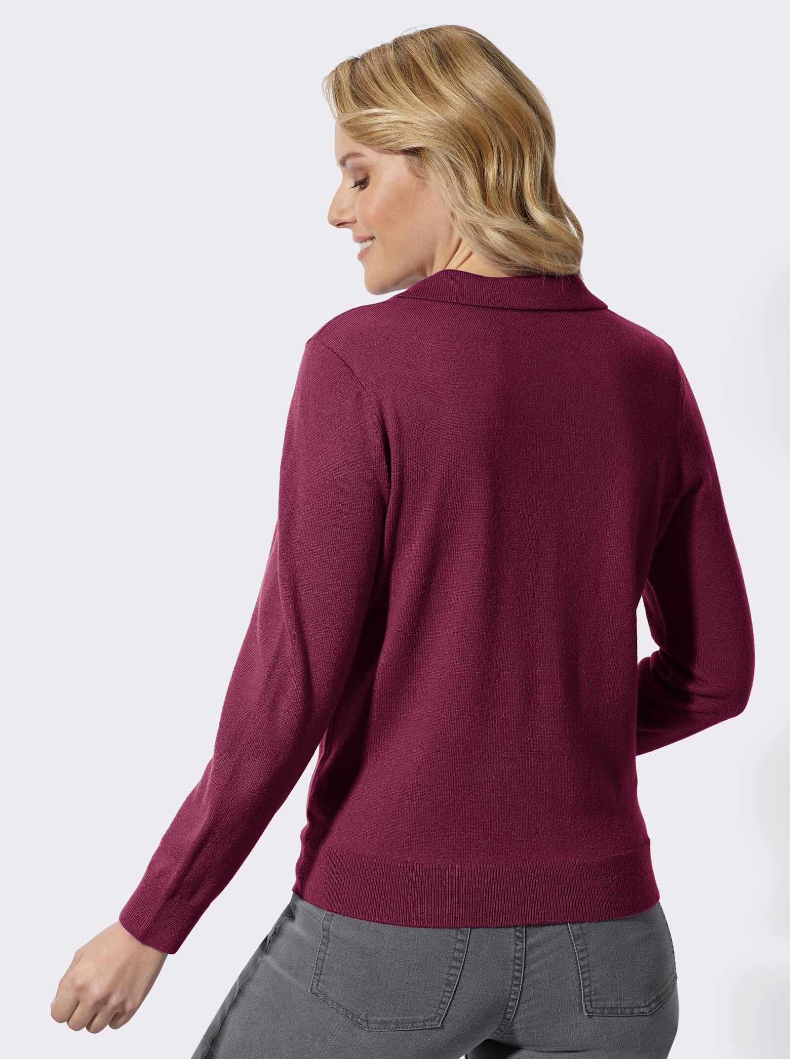 Polopullover mit offenem V-Ausschnitt - malve