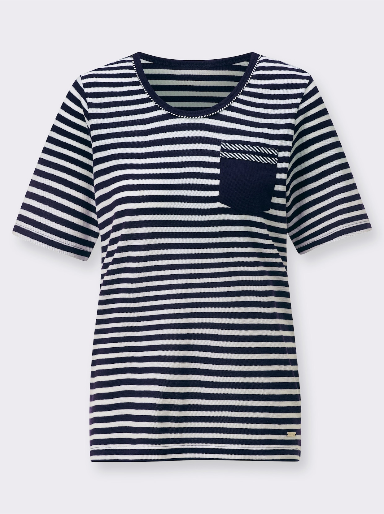 Streepjesshirt - marine/wit gestreept
