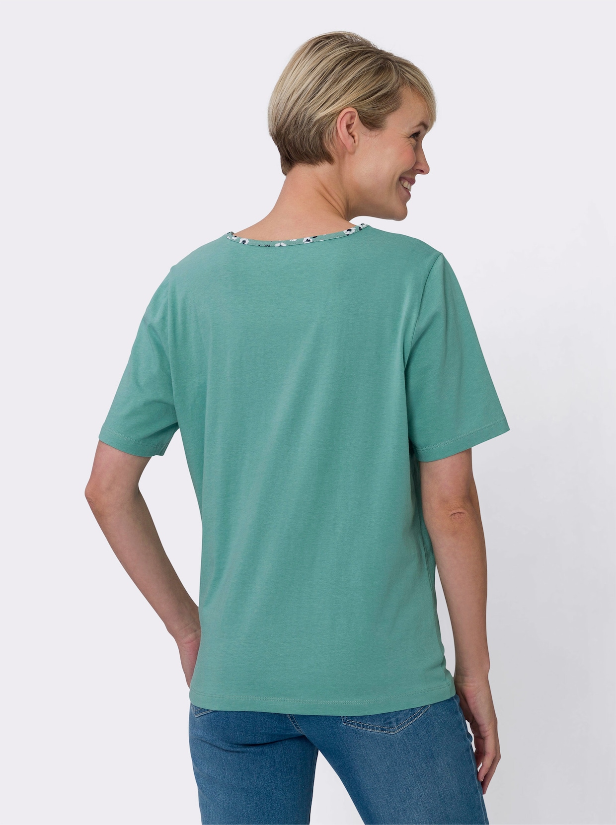 2-in-1-Shirt - salbei-weiss-bedruckt
