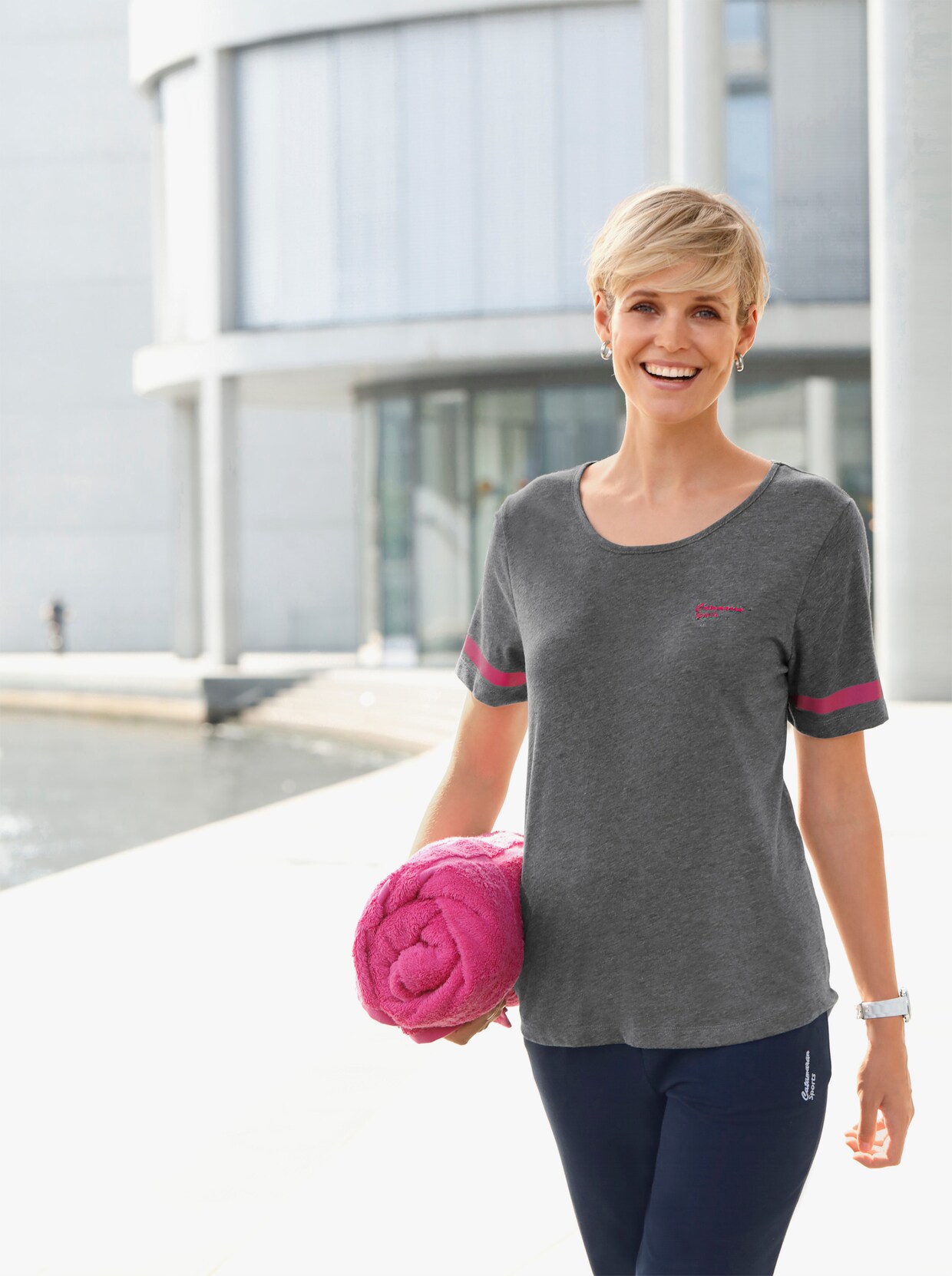 Catamaran Sports Freizeitshirt - grau-magenta