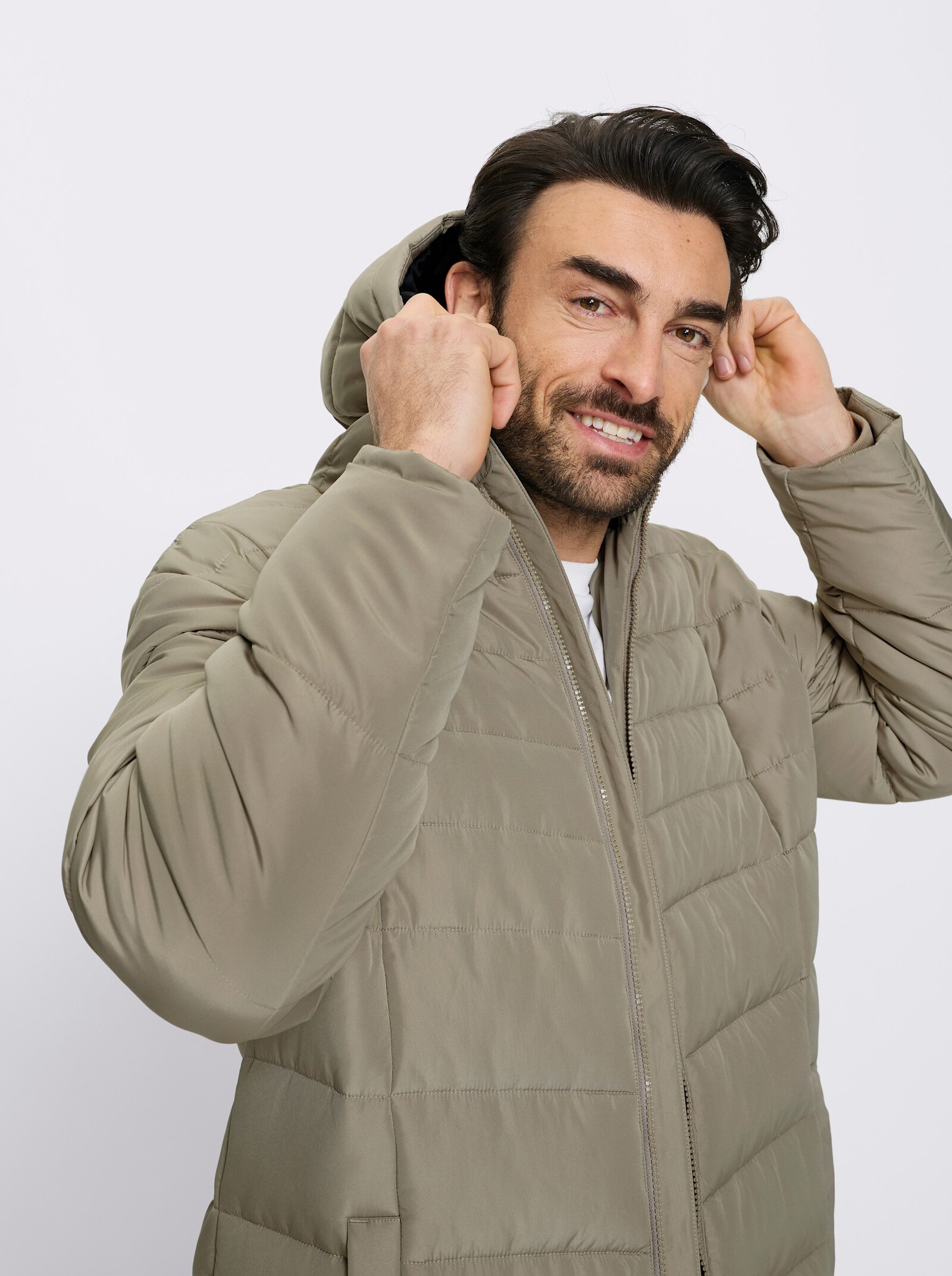 Marco Donati Longjacke mit 2-Wege-Reißverschluss - schlamm