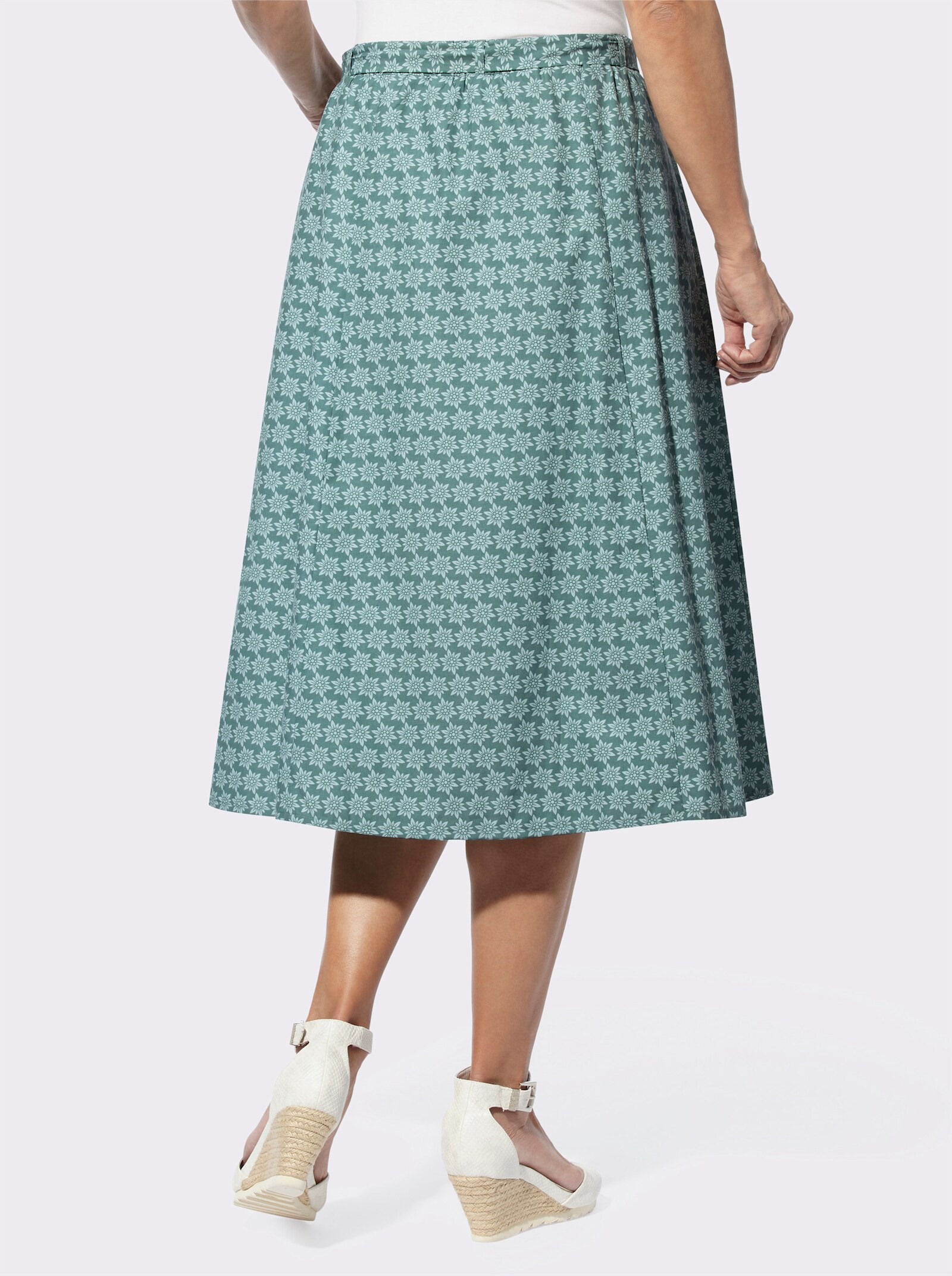 Trachtenrock mit Edelweiss-Dessin - jade-kalkmint-bedruckt