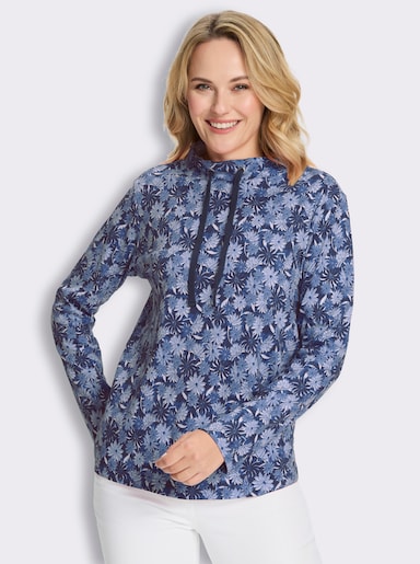Sweatshirt im Blütenmuster - eisblau-marine-bedruckt