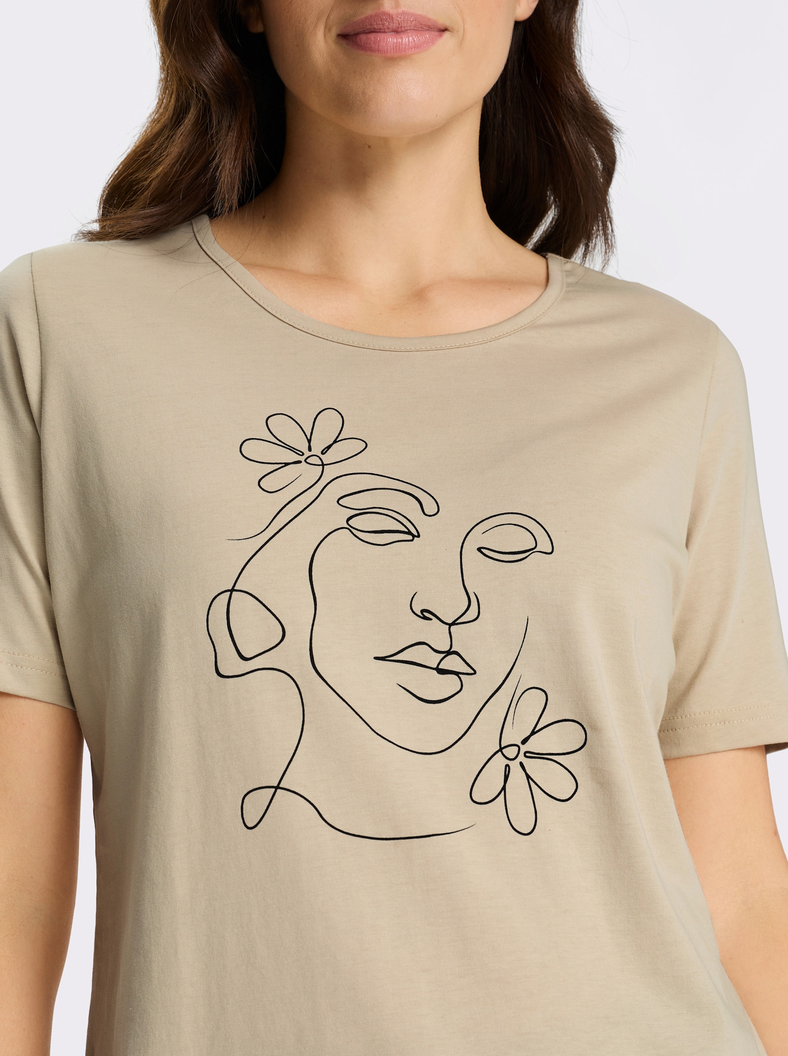 Shirt met korte mouwen en print - zand/zwart