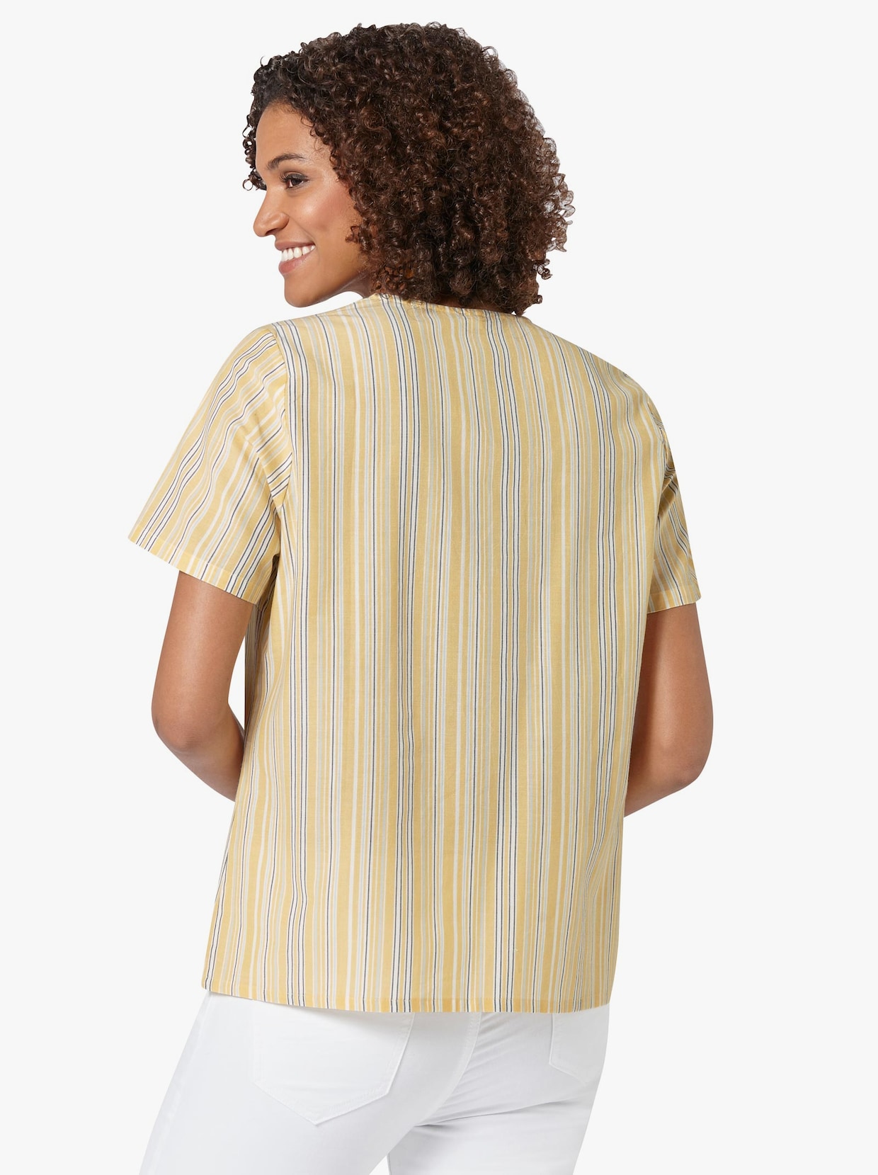 Comfortabele blouse - geel gestreept