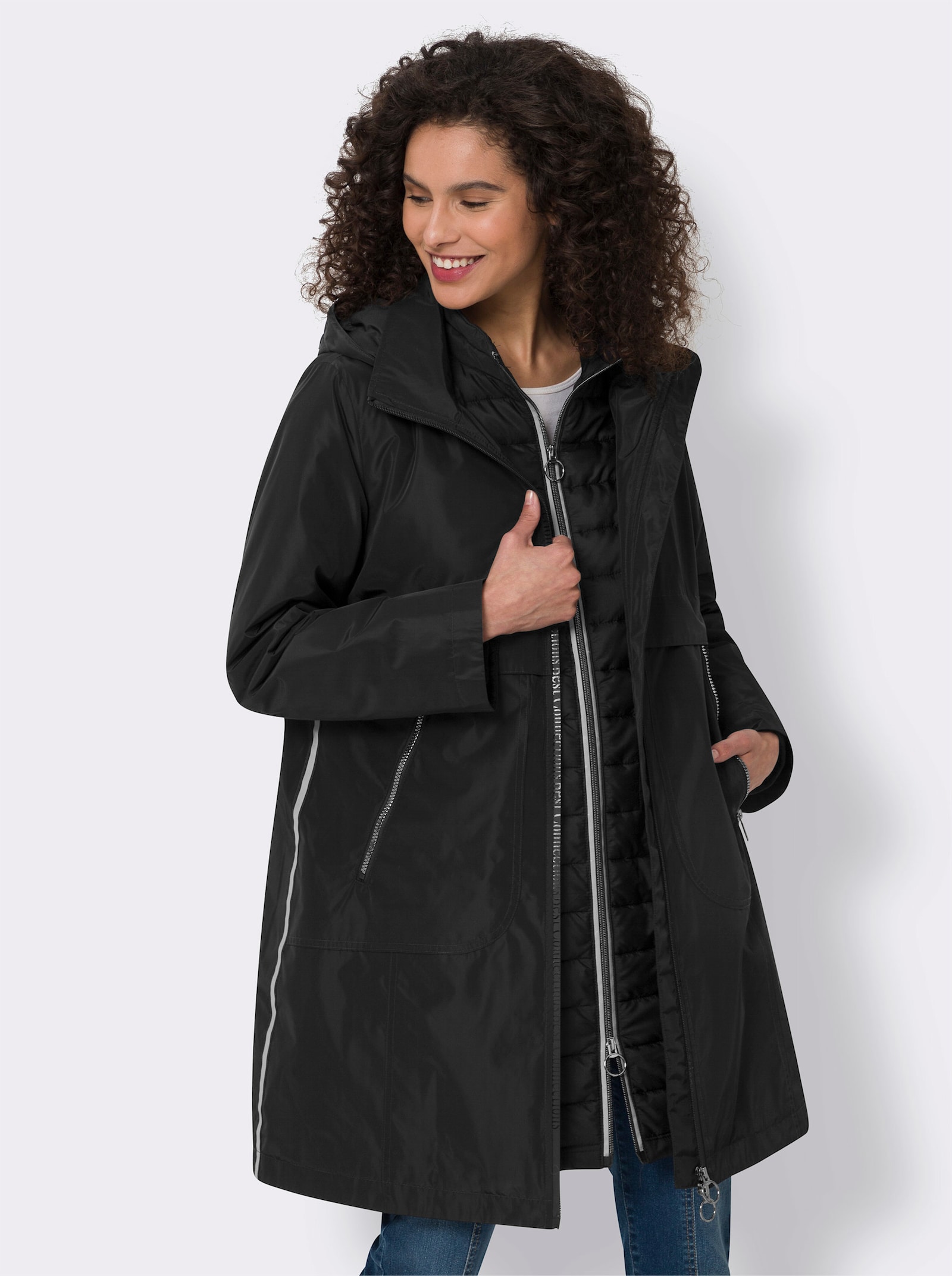 heine Funktionsmantel mit 4 Tragemöglichkeiten - schwarz