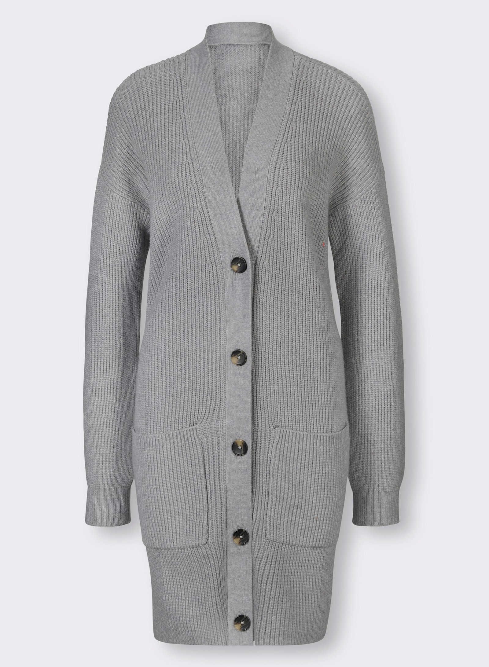 heine Veste longue en tricot avec 2 poches - gris chiné