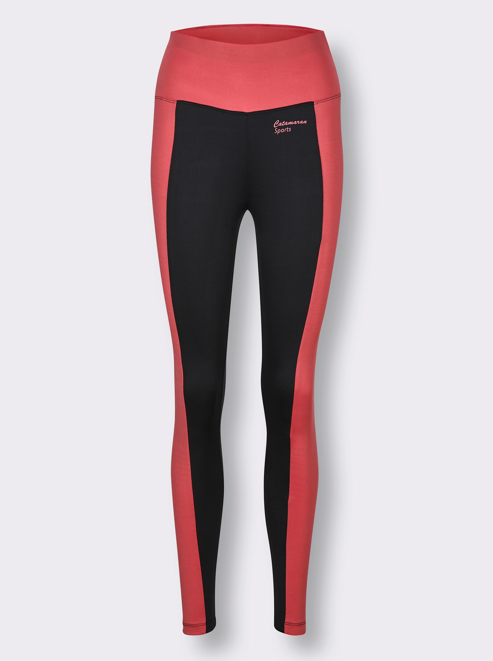 Catamaran Sports Leggings mit breitem Rundum-Dehnbund - schwarz-koralle