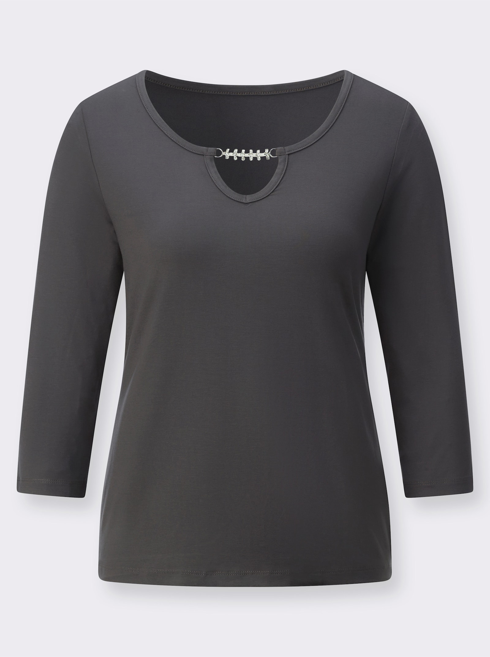 3/4-Arm-Shirt mit Zierkette - graphit