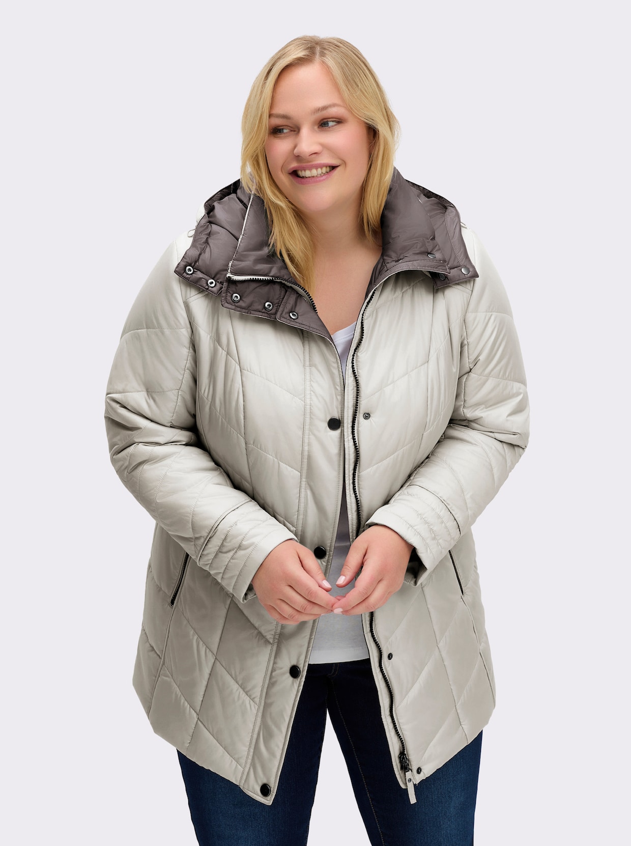 Steppjacke in Microfaser-Qualität, pflegeleicht - ecru