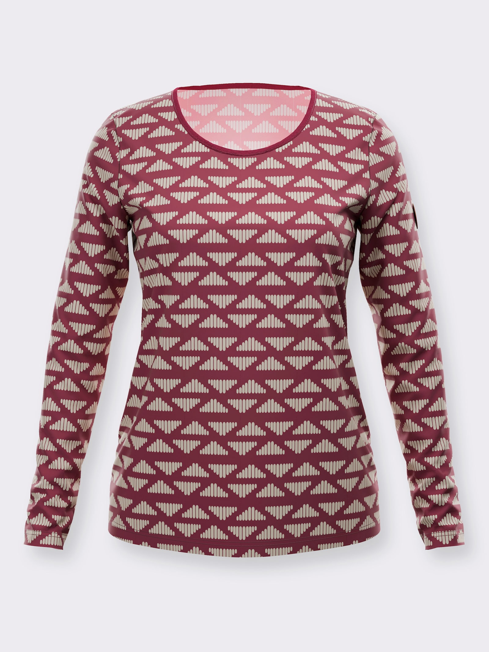 Ringelshirt in Baumwoll-Stretch-Qualität - bordeaux-sand-bedruckt
