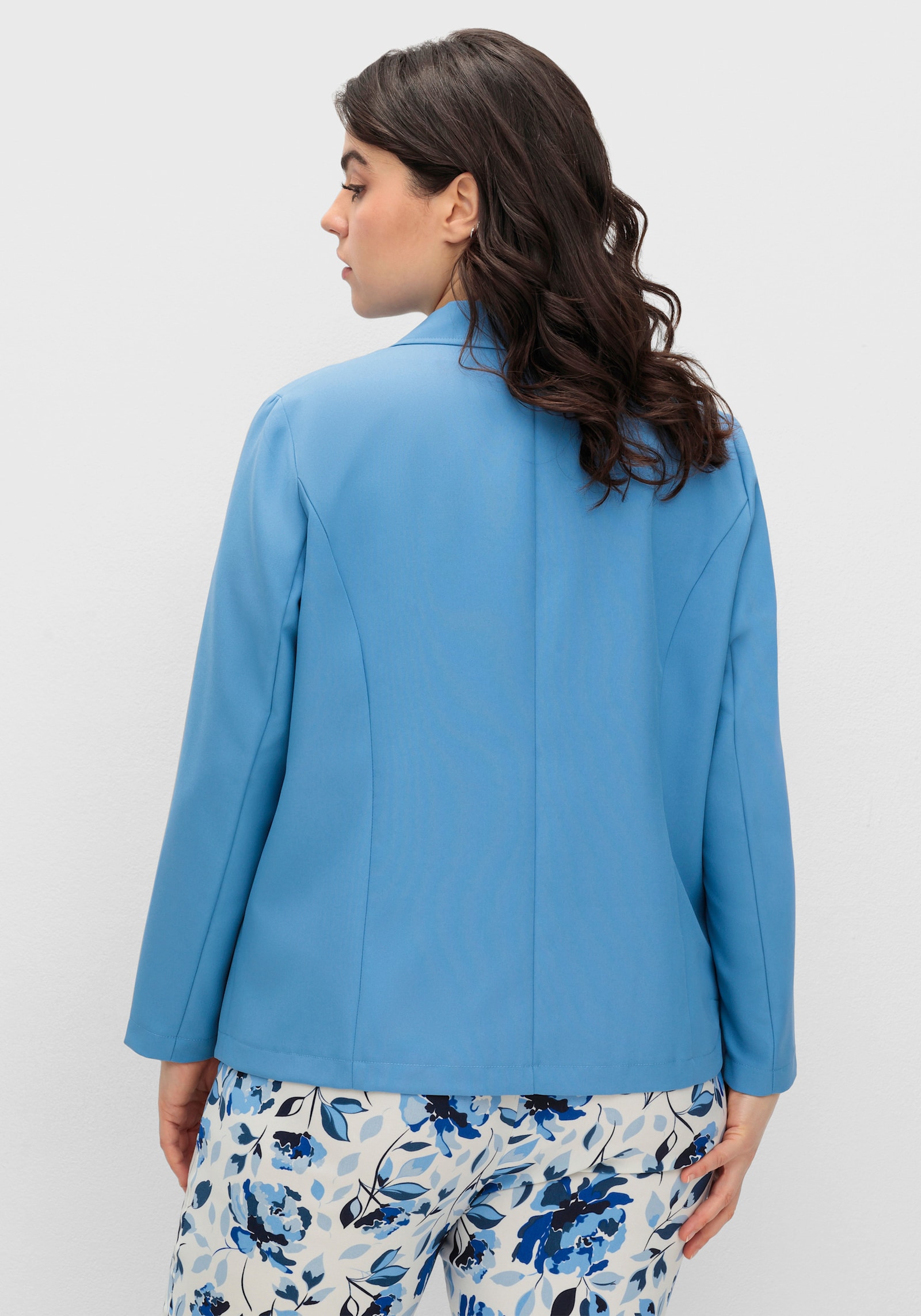 Blusenblazer mit Wiener Nähten - mittelblau