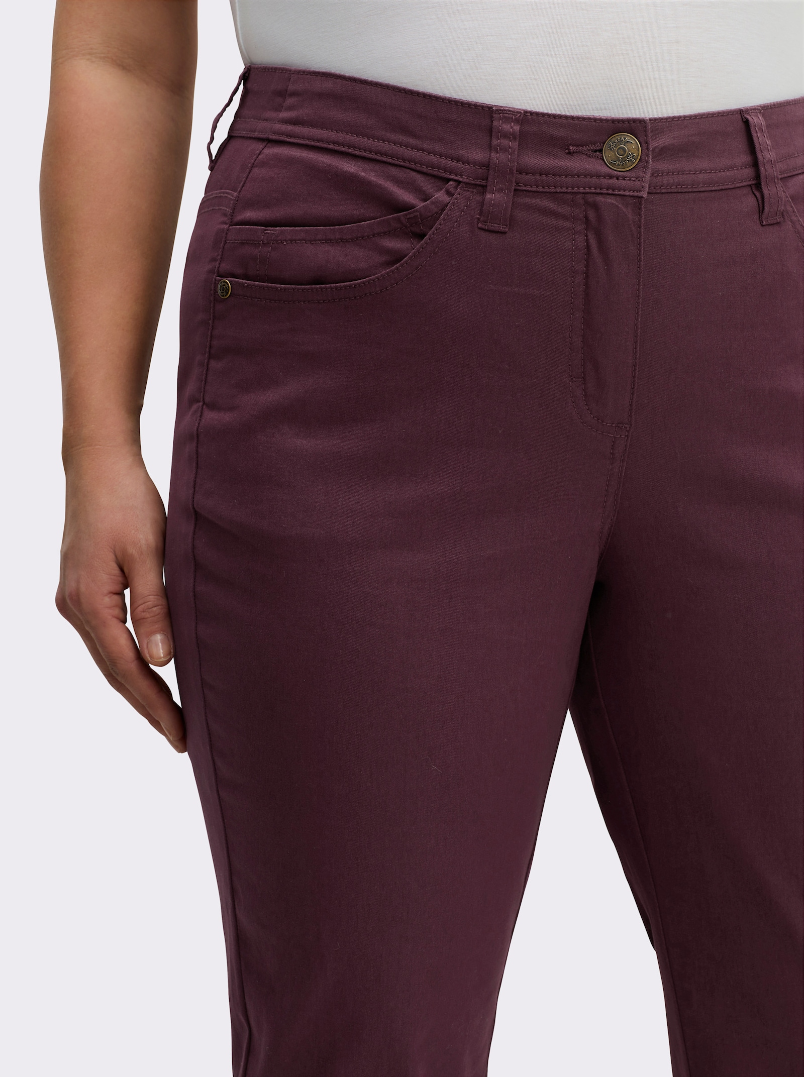 sheego Broek van twill - bordeaux