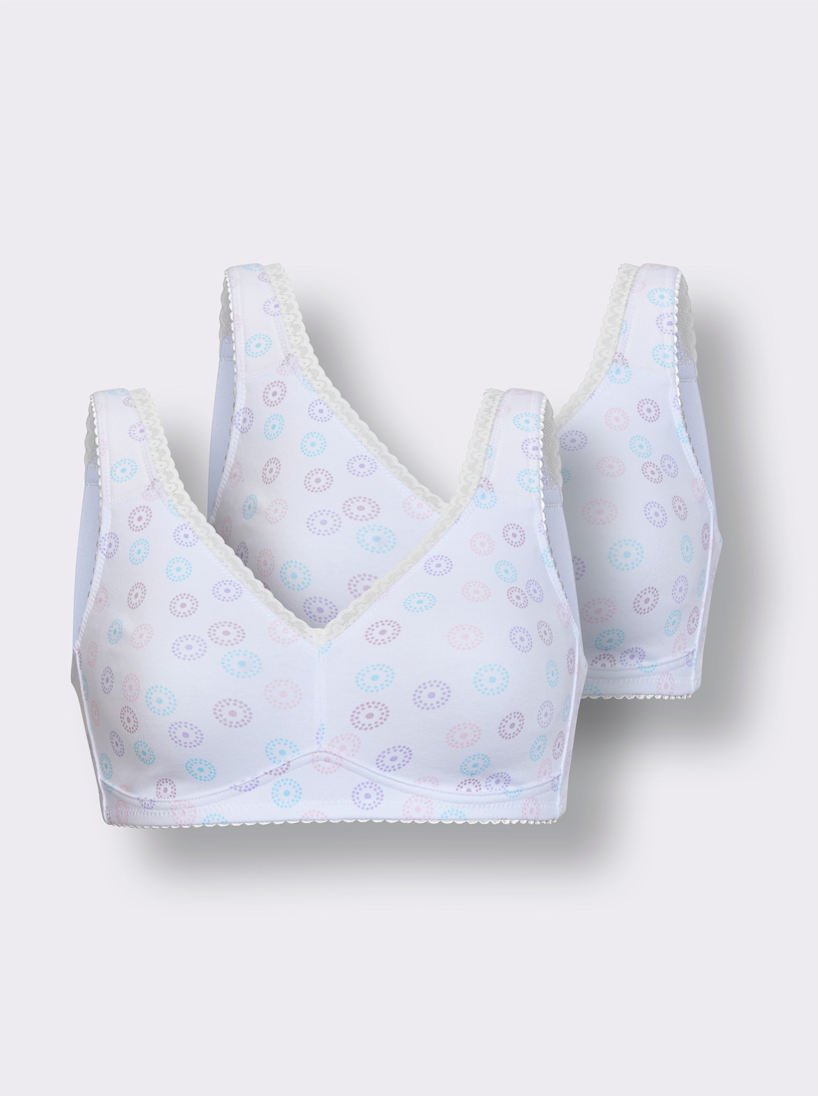 wäschepur Komfort-BH ohne Bügel mit Spitzenkante - weiß-bedruckt