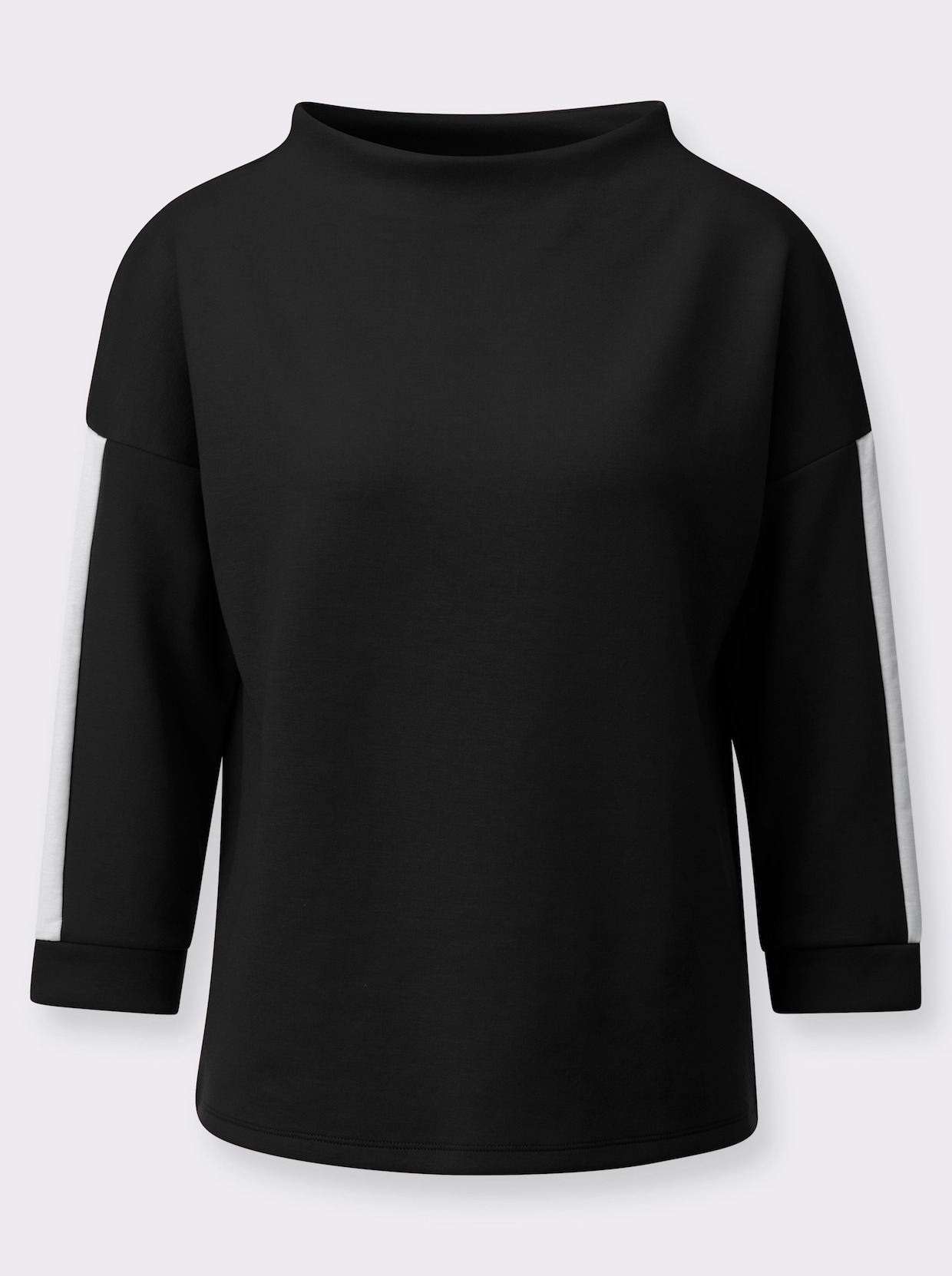 Stehkragenshirt - schwarz-weiß