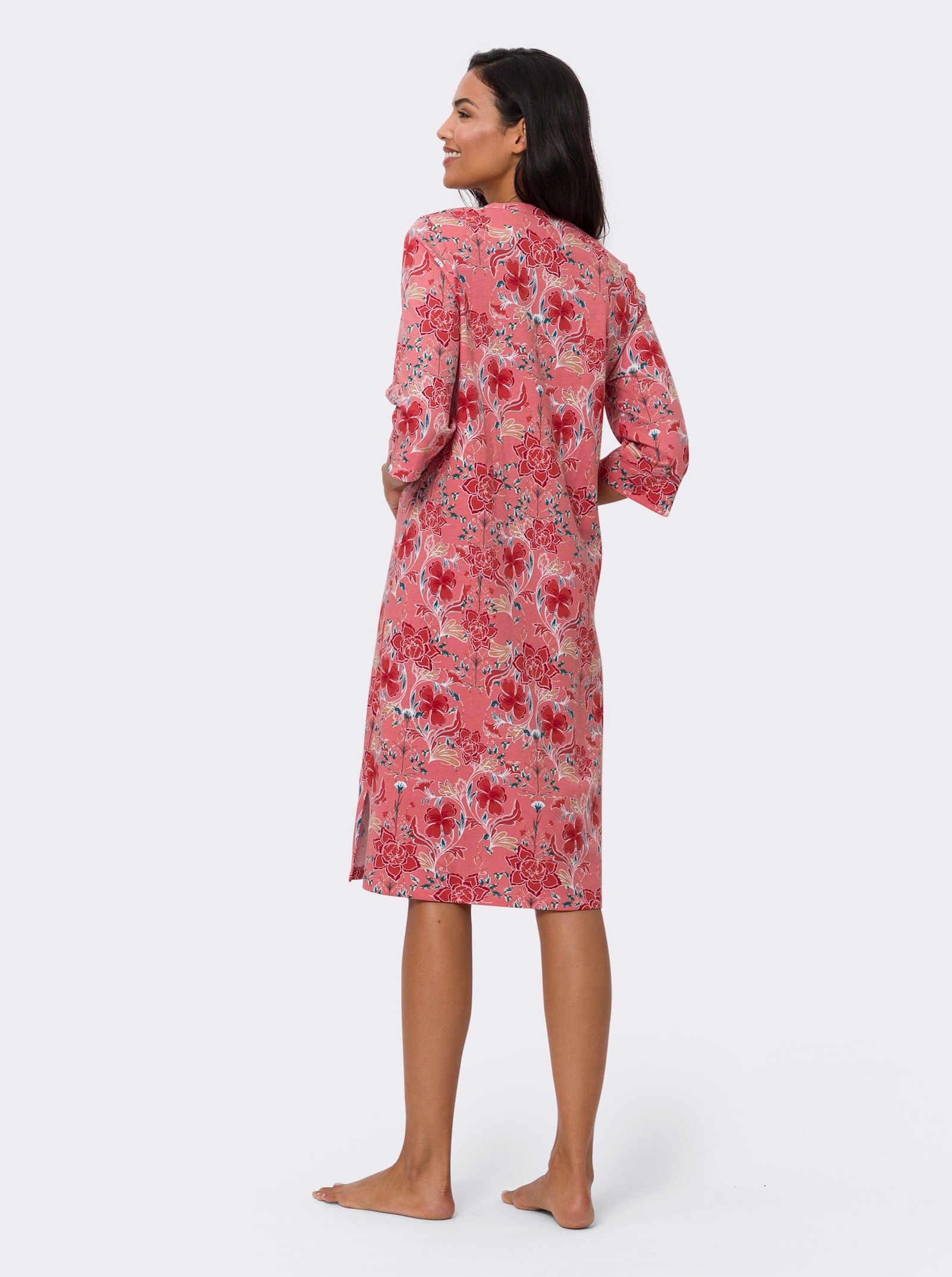 Zomerjurk met 3/4-mouwen - flamingo bedrukt