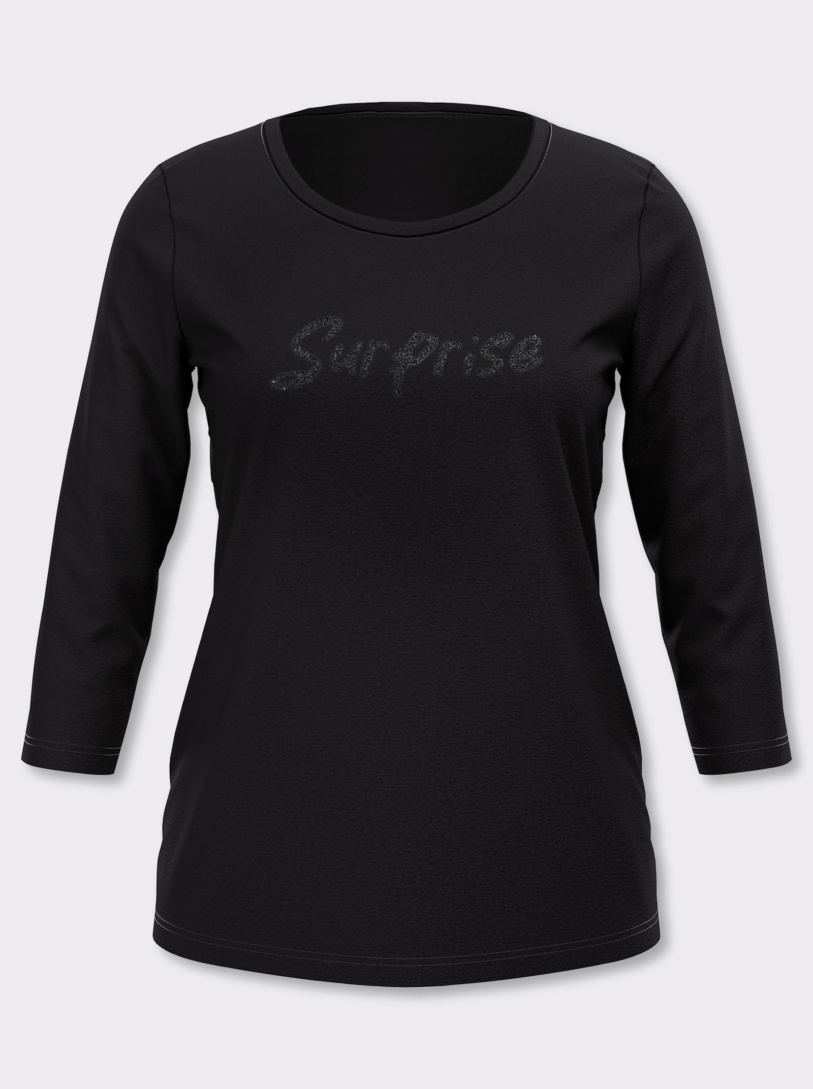 heine 3/4-Arm-Shirt mit Schriftzug - schwarz