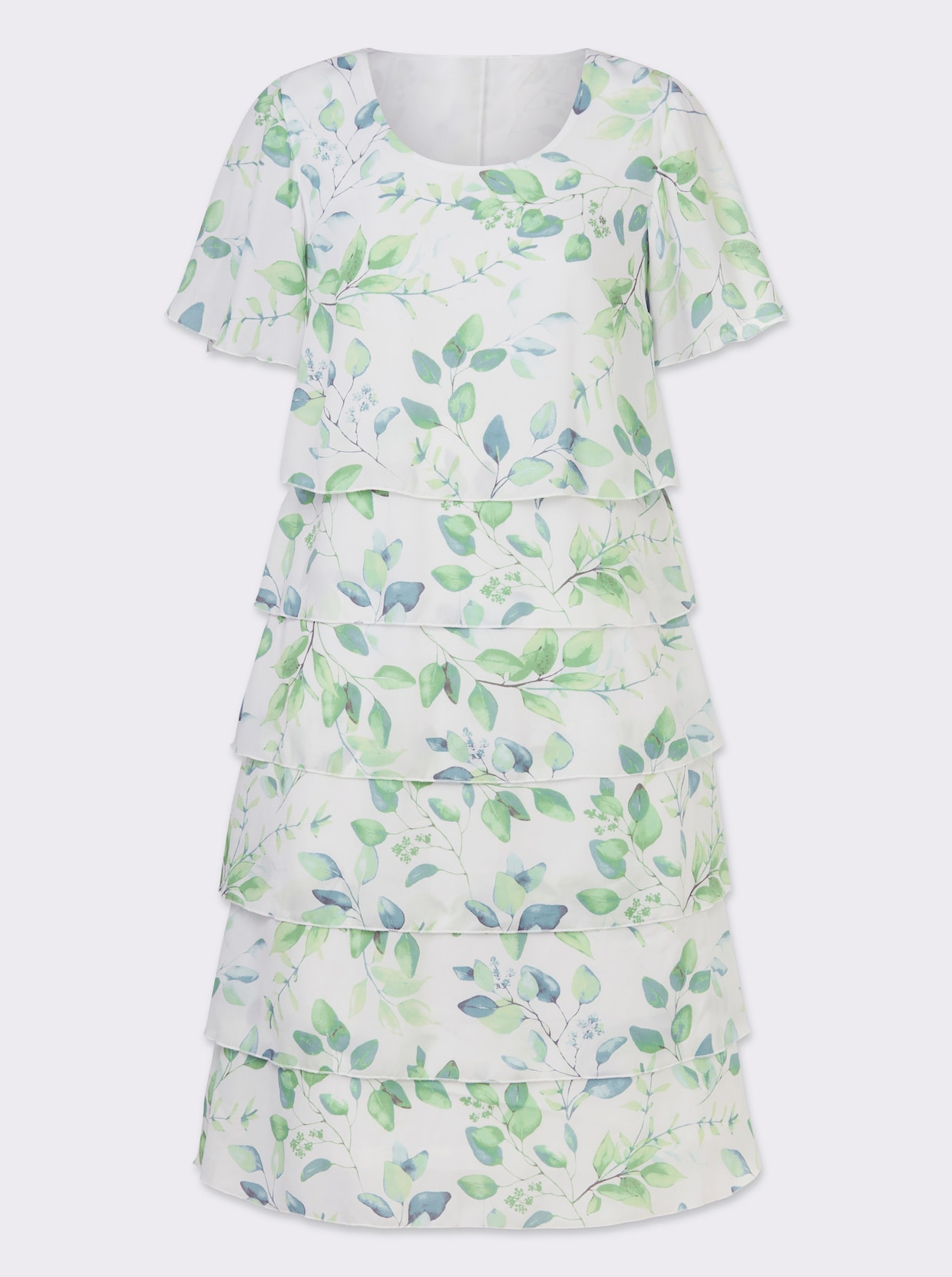 Druckkleid - weiß-eucalyptus-bedruckt