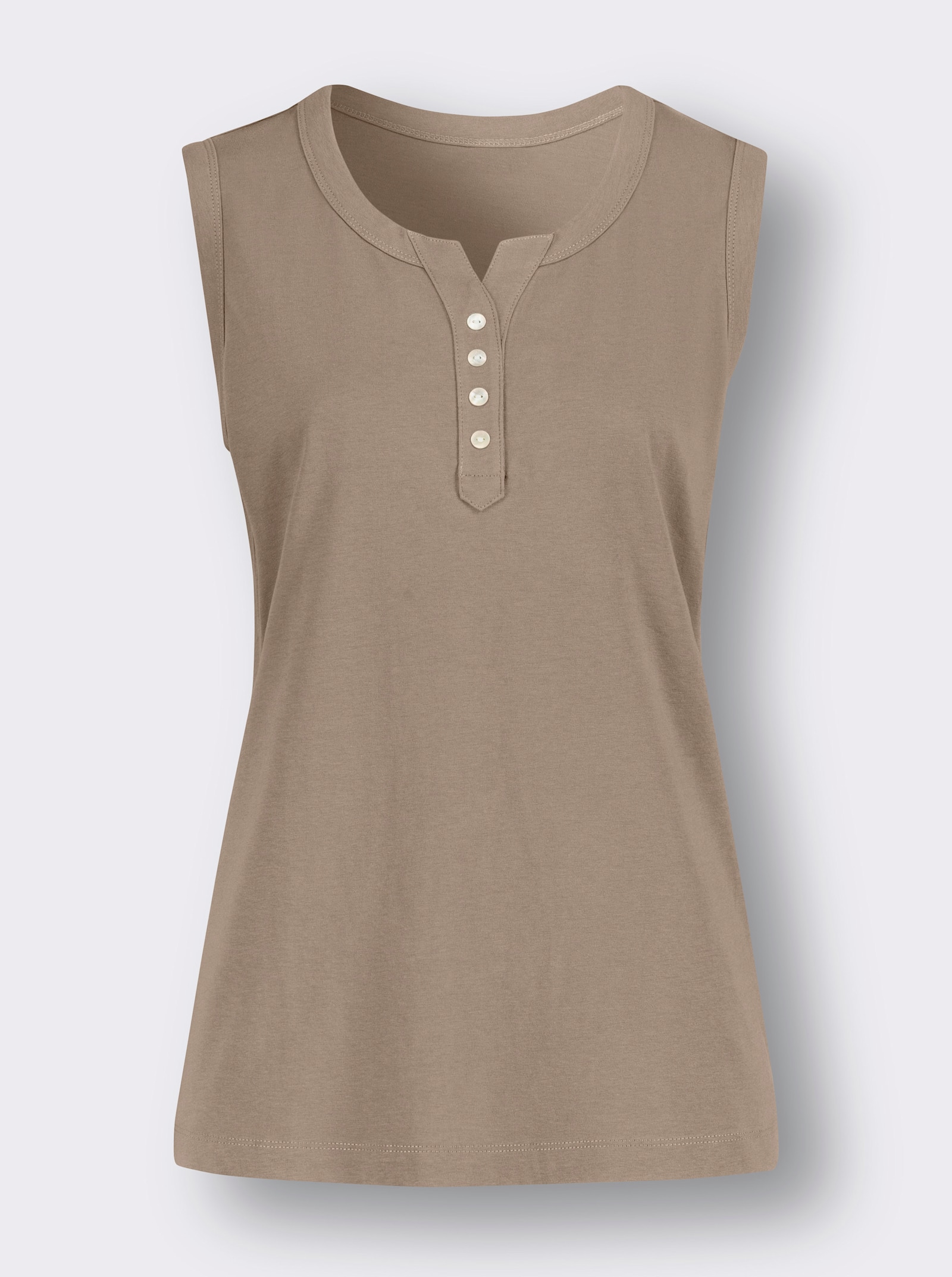 Nátělník s knoflíky perleťového vzhledu - sezamová