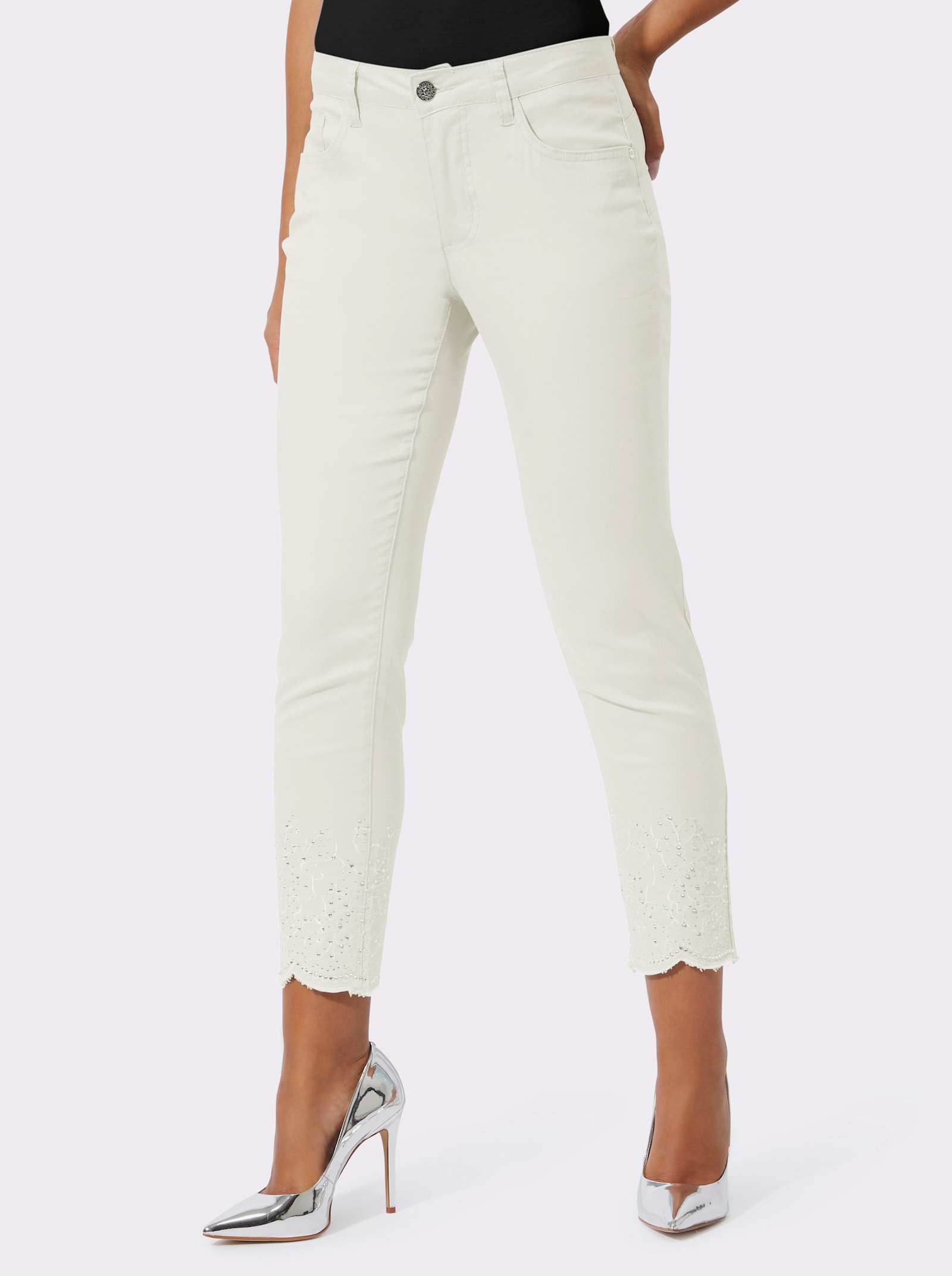 5-Pocket-Jeans mit Wellenkanten - ecru