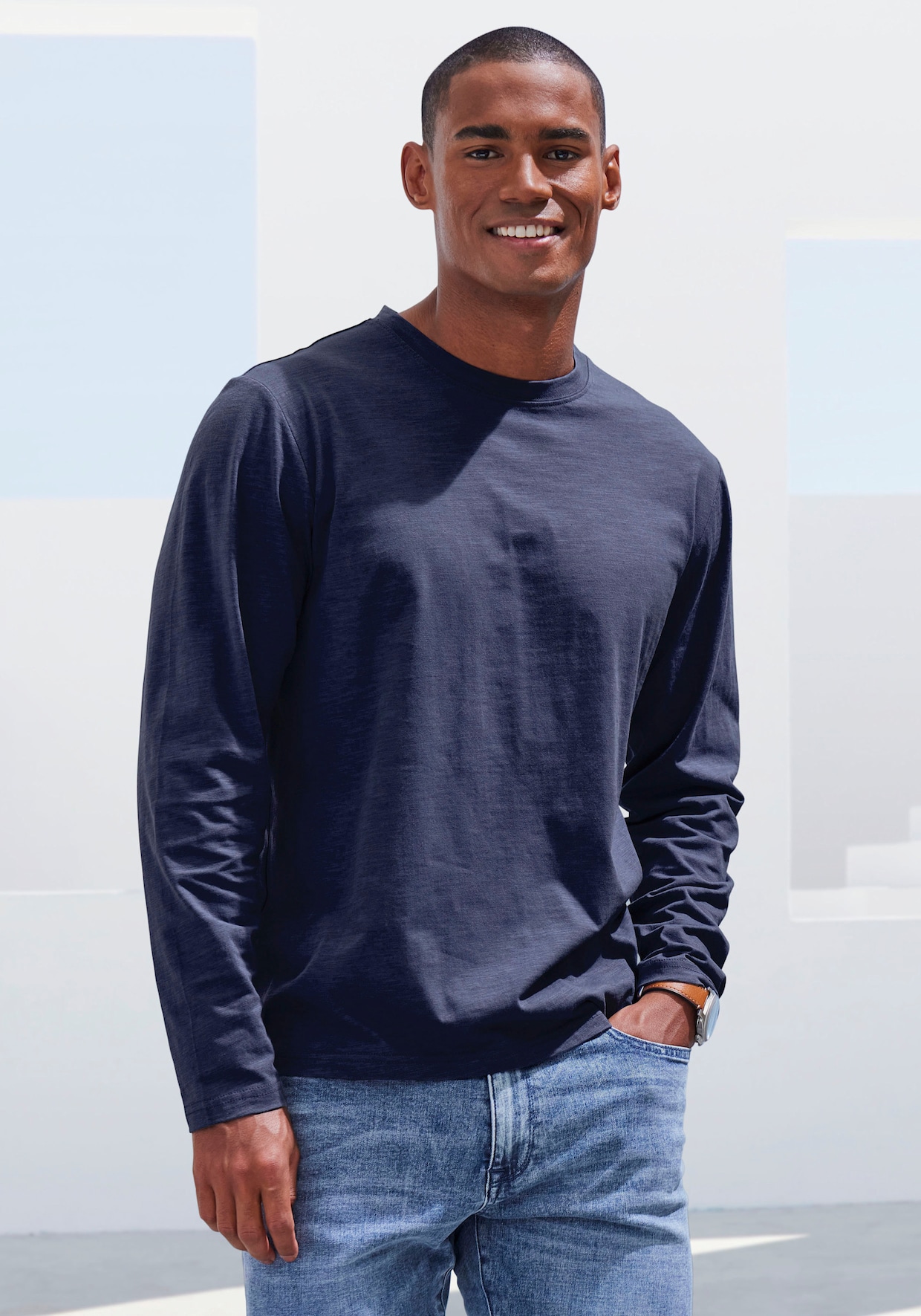 Shirt met lange mouwen - blauw/grijs