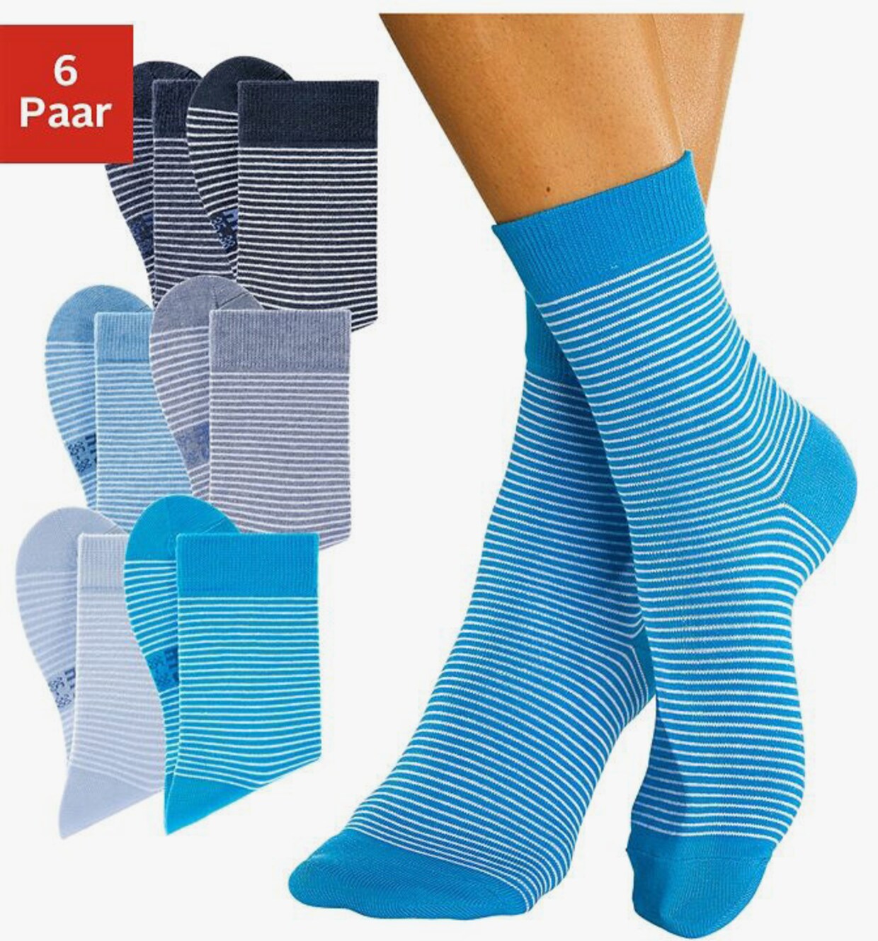 H.I.S Chaussettes - marine-écru, jean foncé-écru, bleu clair-écru, jean-écru, turquoise-écru, bleu pastel-écru