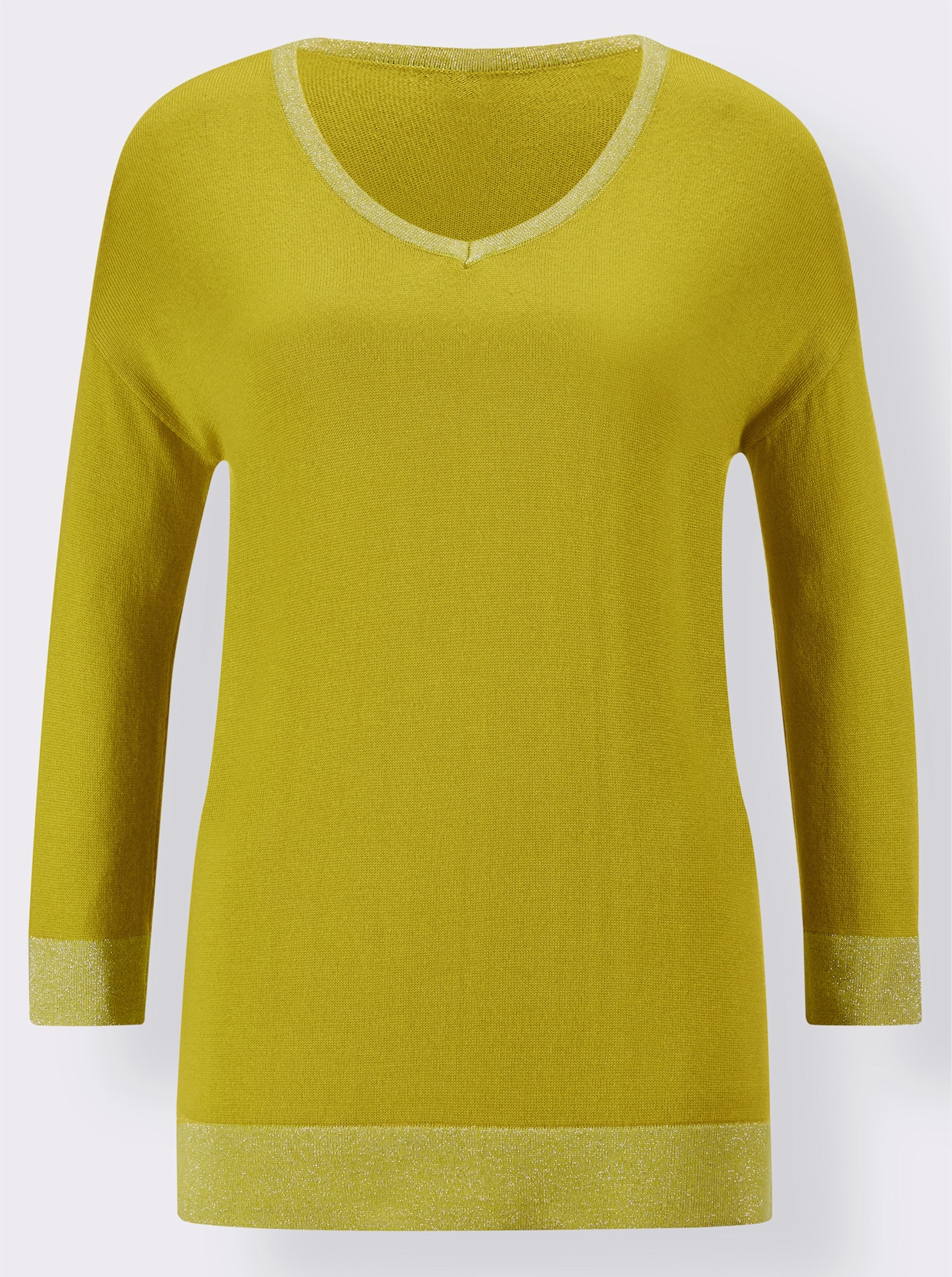 V-Ausschnitt-Pullover - gelbgrün