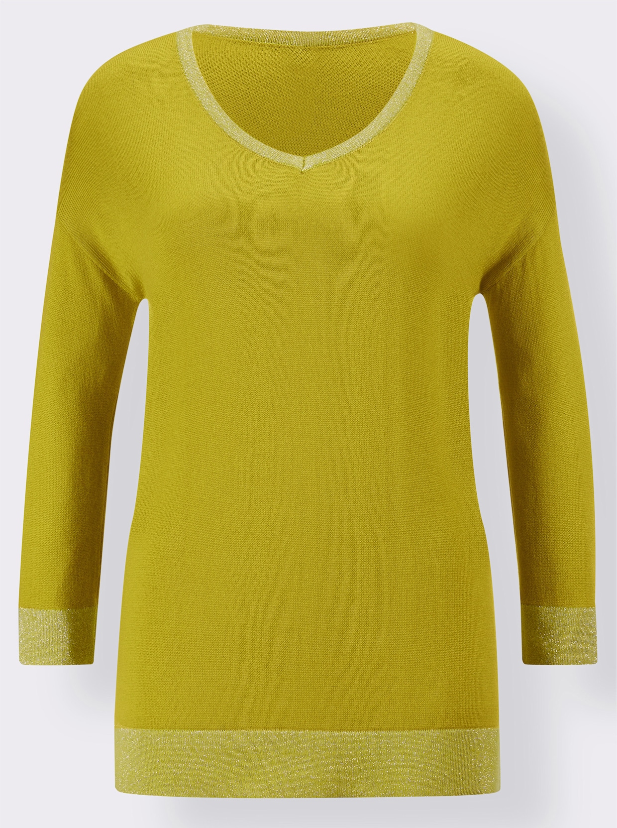 Pull à encolure en V - jaune vert