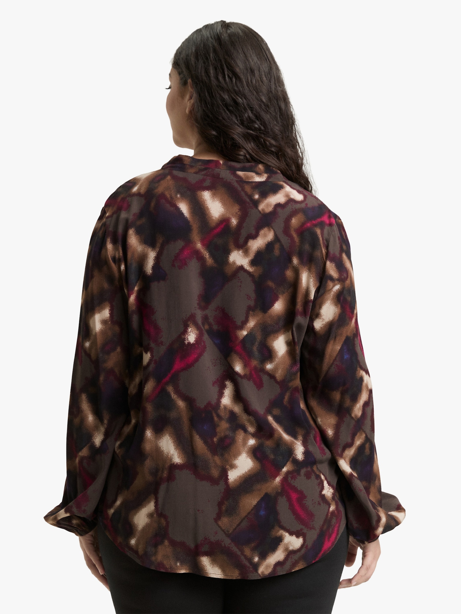 Langarmbluse - brown blurry argyle