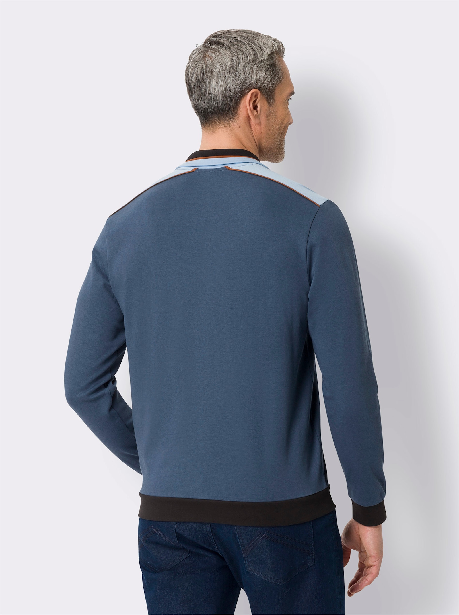 Sweatshirt met contrastdetails - donkerblauw