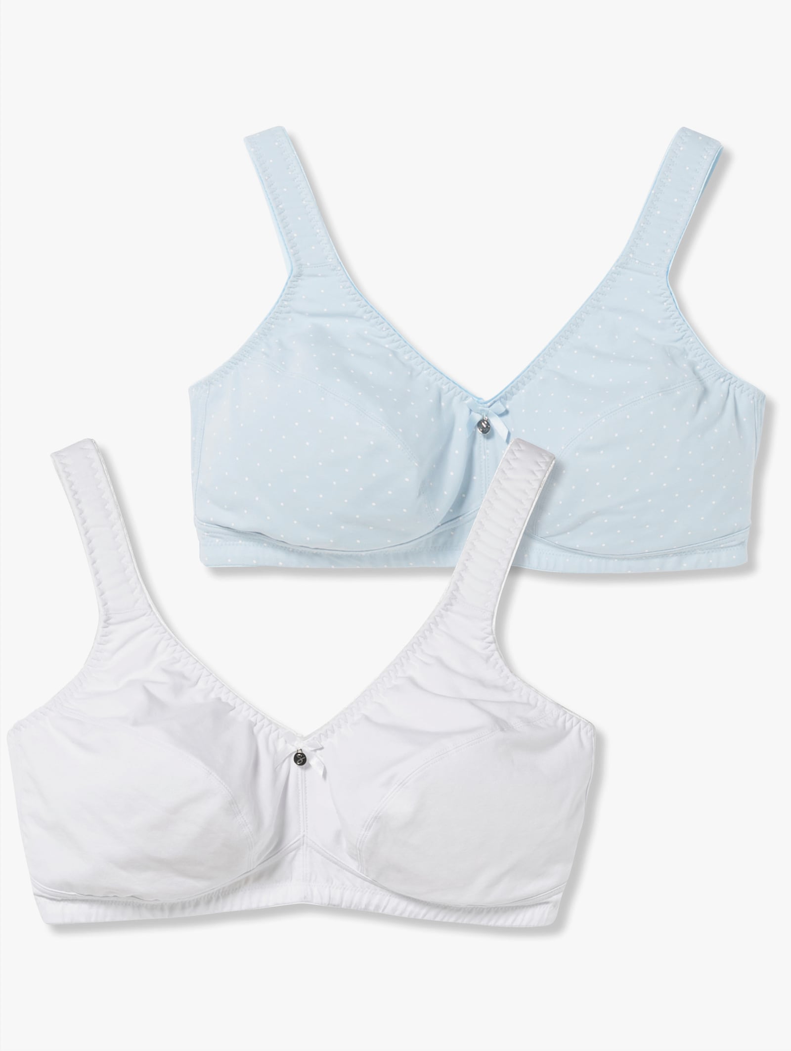 sheego Entlastungs-BH ohne Bügel im Doppelpack - hellblau+weiss