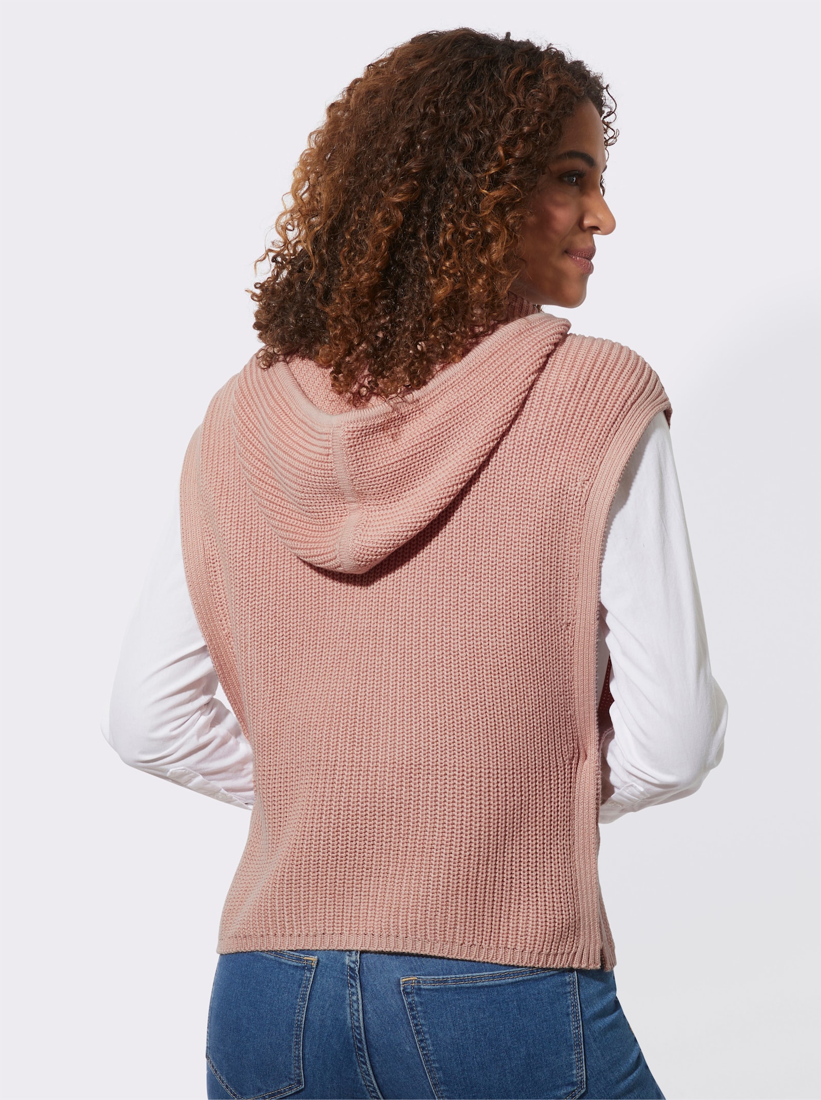 Kapuzenpullover in Poncho-Optik - puder