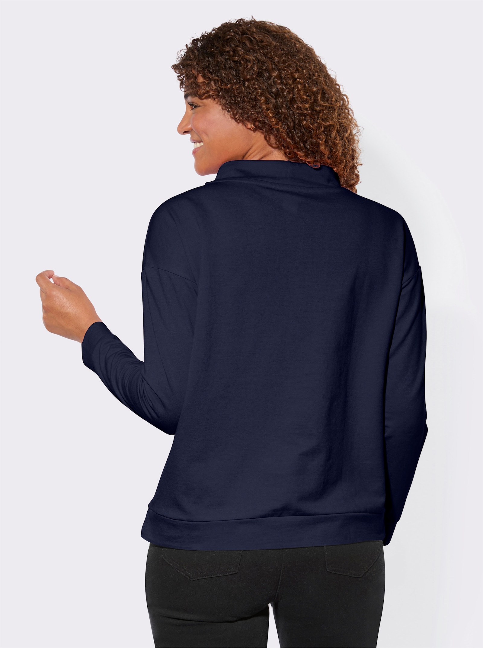 Sweatshirt mit Kordelzug - marine