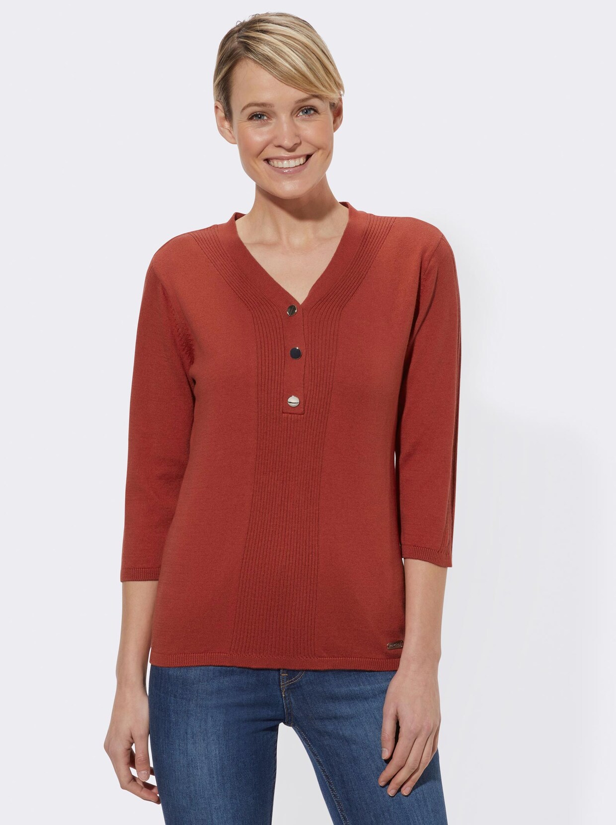 3/4 Arm-Pullover - rostrot