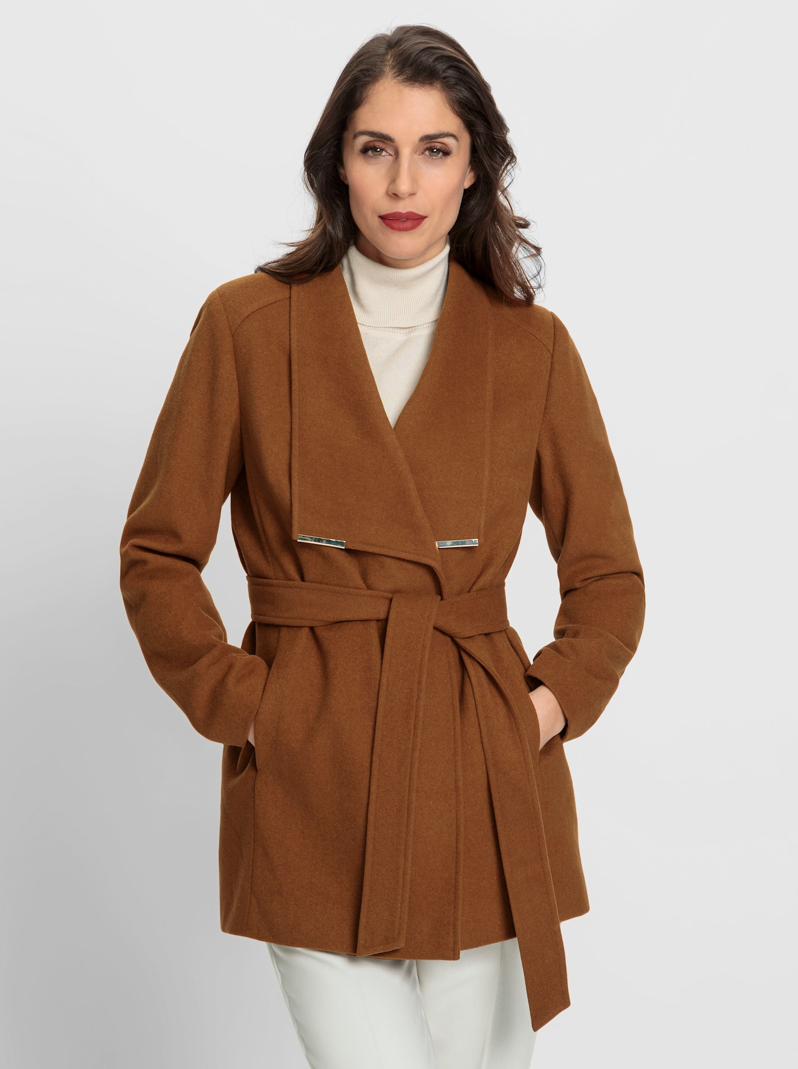 heine Winterjacke mit Druckknöpfen - cognac