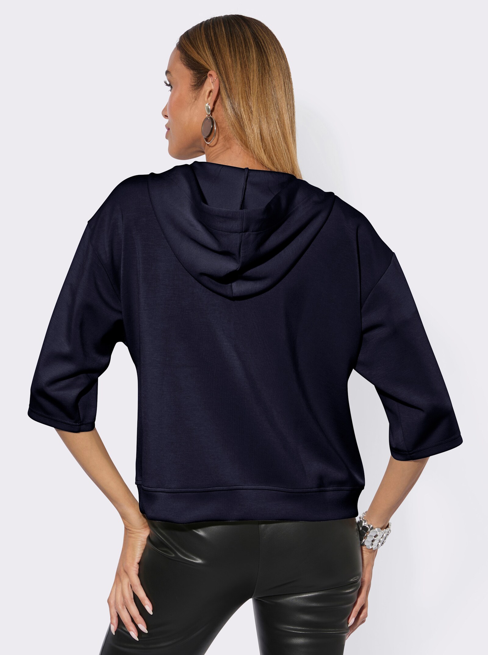 Sweatjacke mit Spitzen-Verzierung - marine