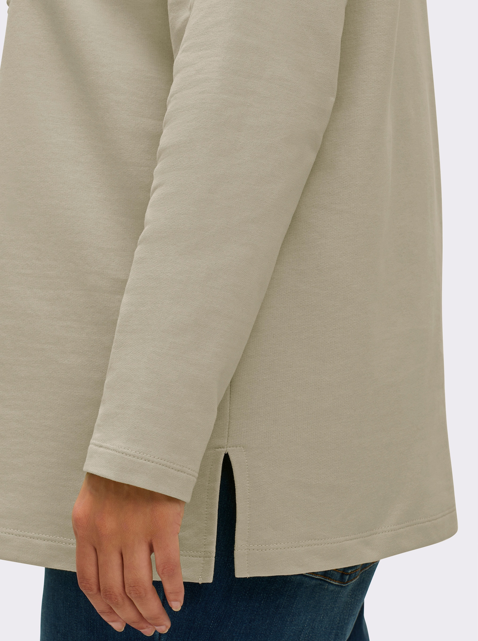 Sweatshirt mit geprägten Herzen - sand
