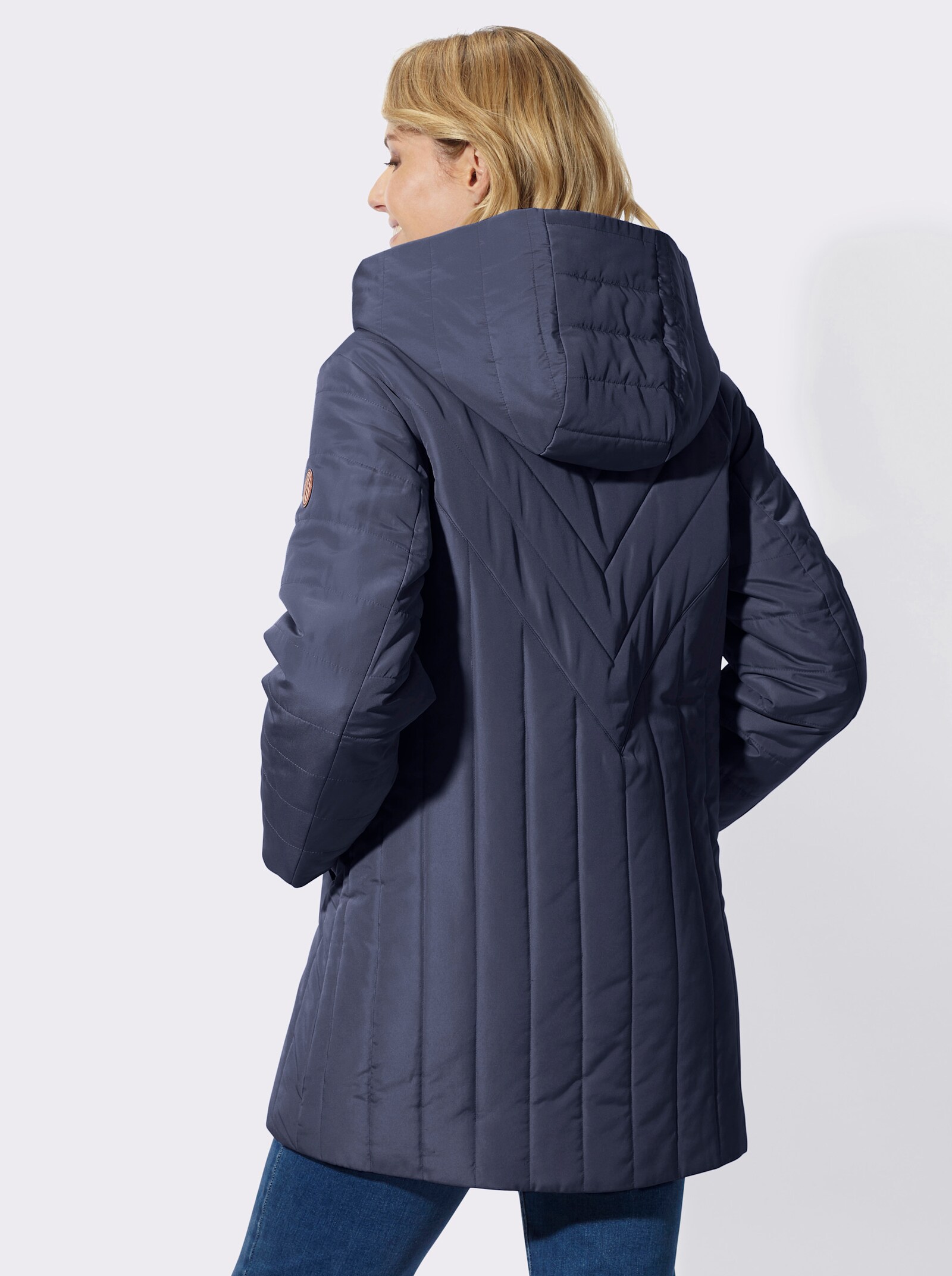 Steppjacke mit Kapuzenkragen - marine