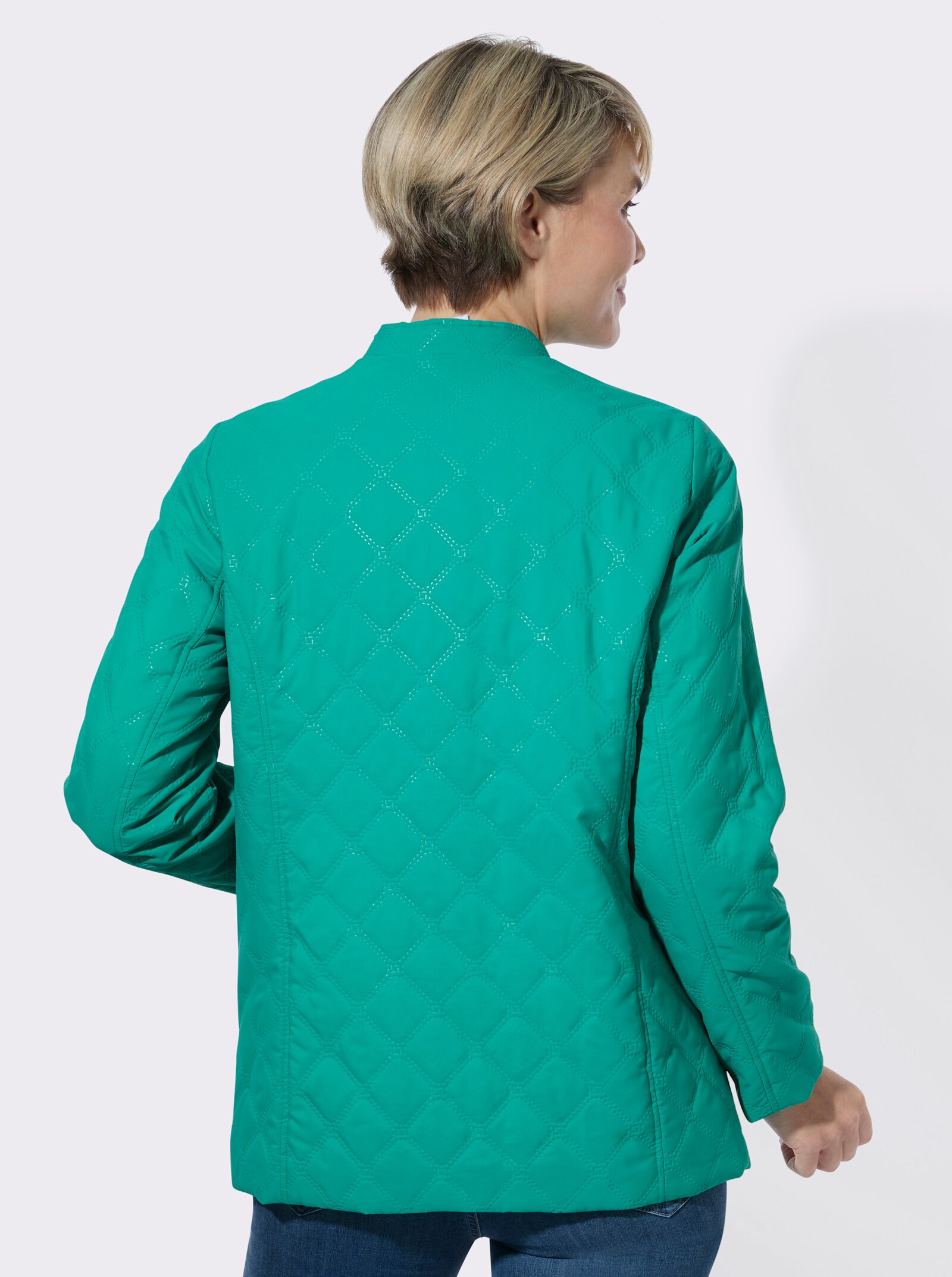 Steppjacke mit Prägedruck in Steppoptik - smaragd