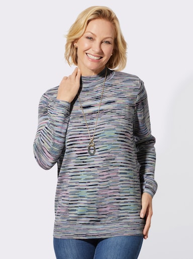 Stehkragenpullover in Melange-Strick - orchidee-marine-gemustert