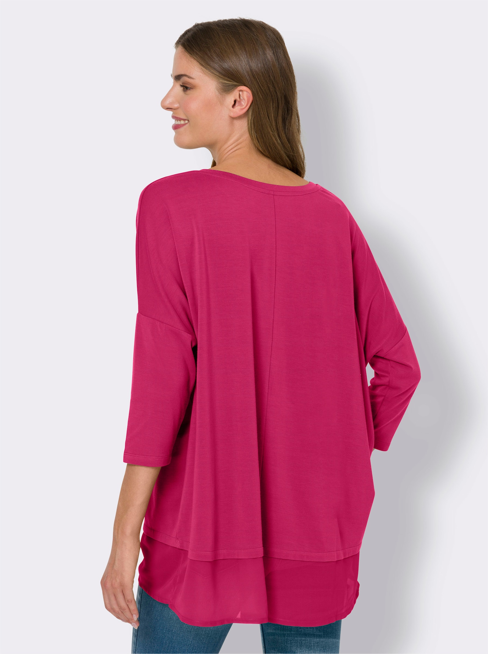 heine Oversize-Shirt mit Chiffon-Saum - pink