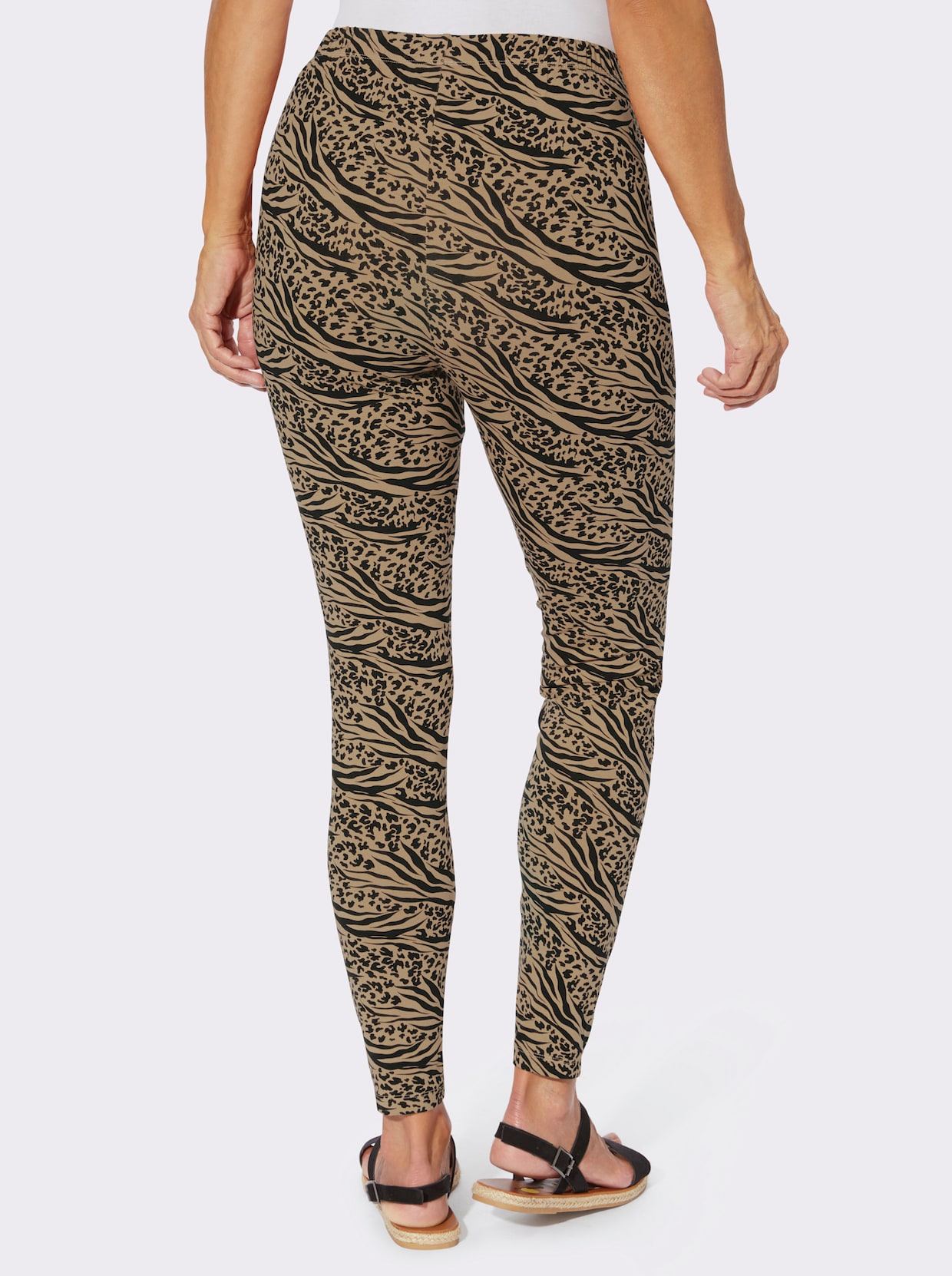 Leggings - camel-schwarz-bedruckt