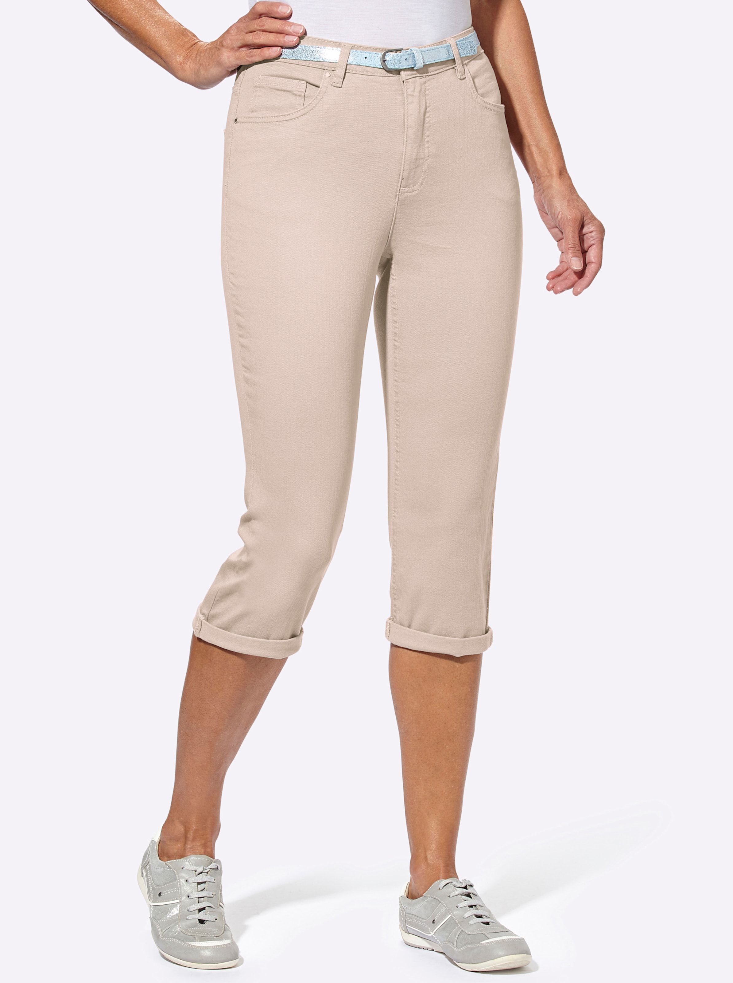 Witt Damen Caprihose inklusive Gürtel, sand