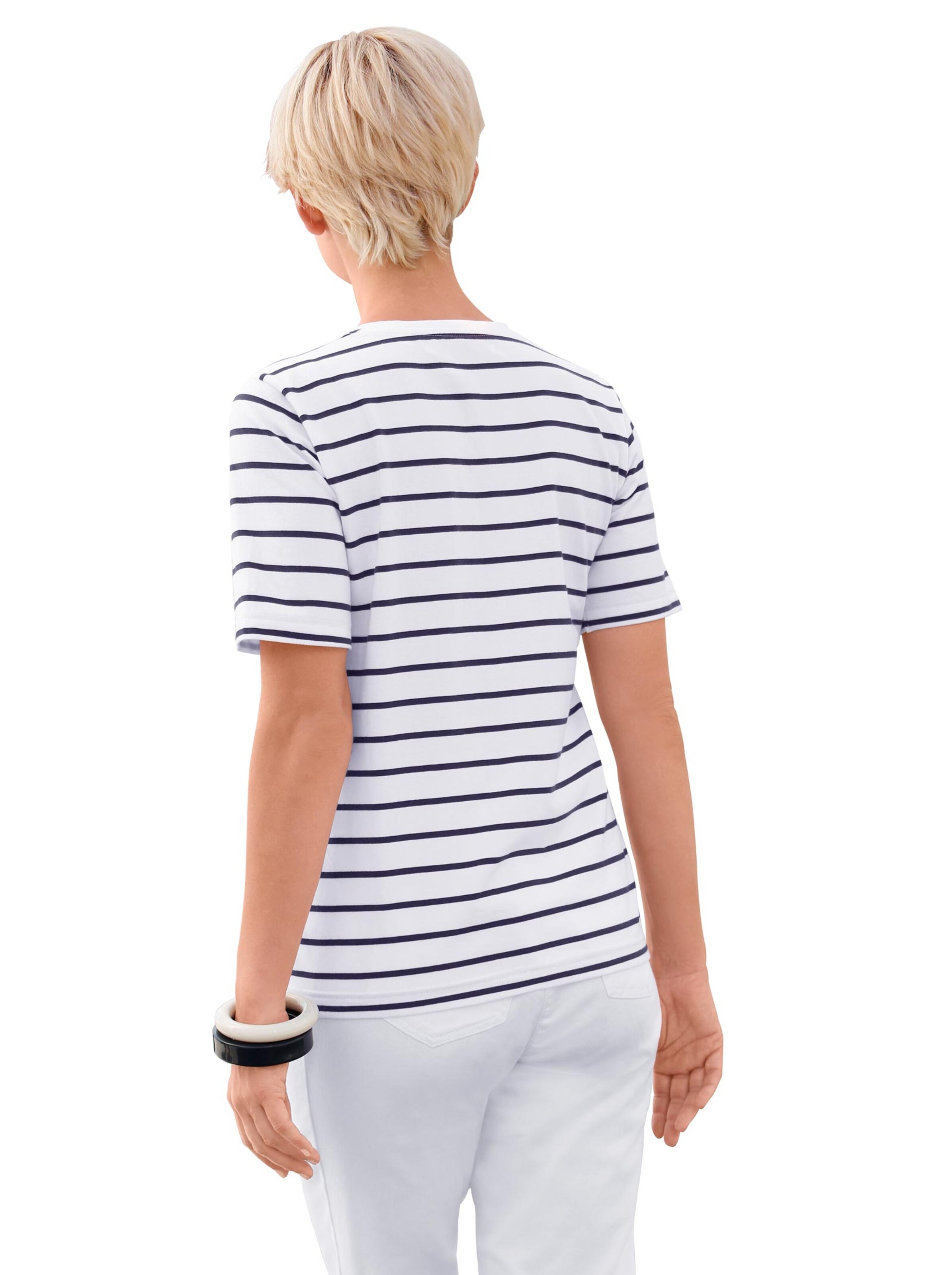 Shirt - weiß-marine-geringelt