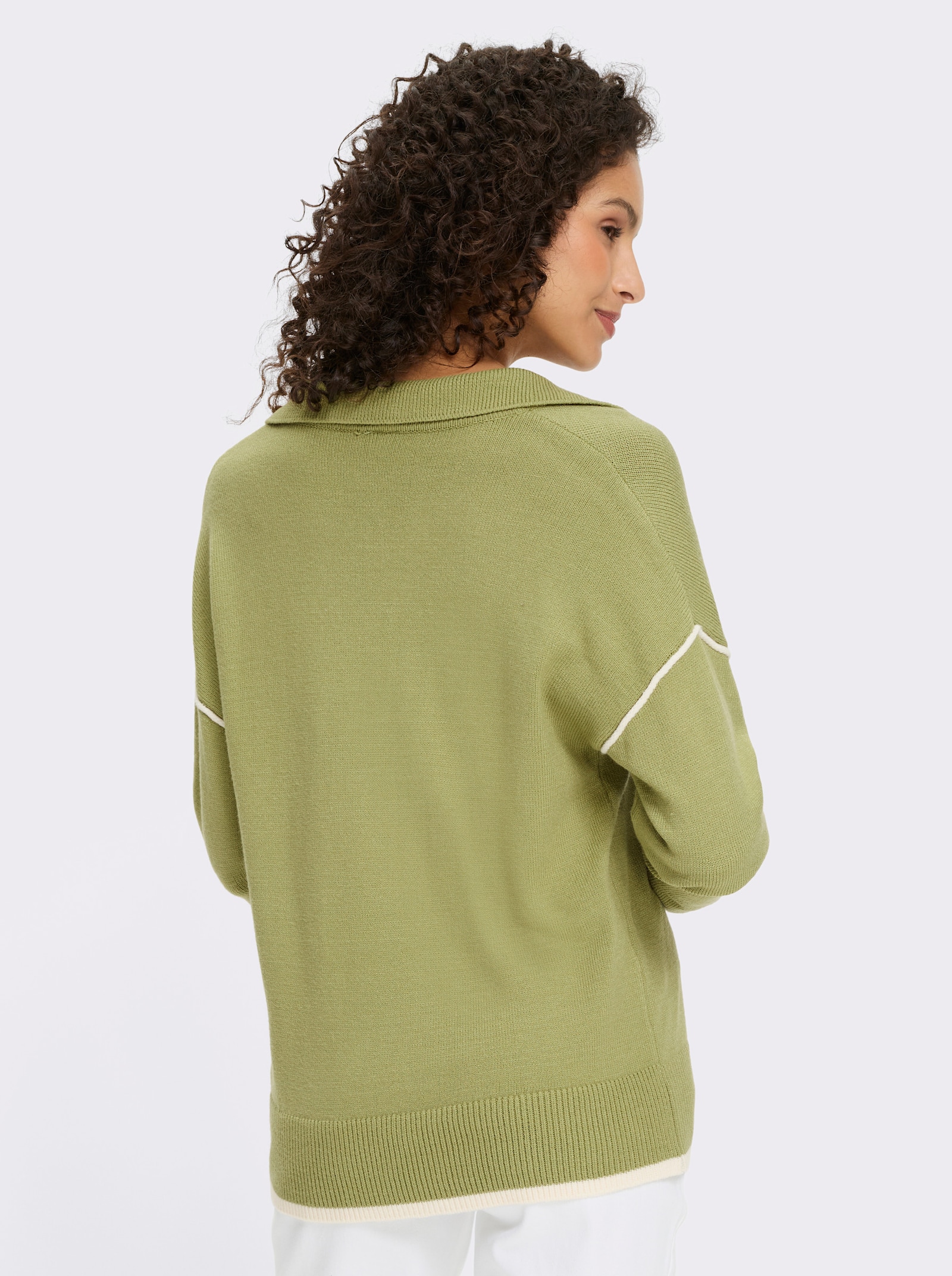 heine Polopullover mit Kontrast-Details - schilf