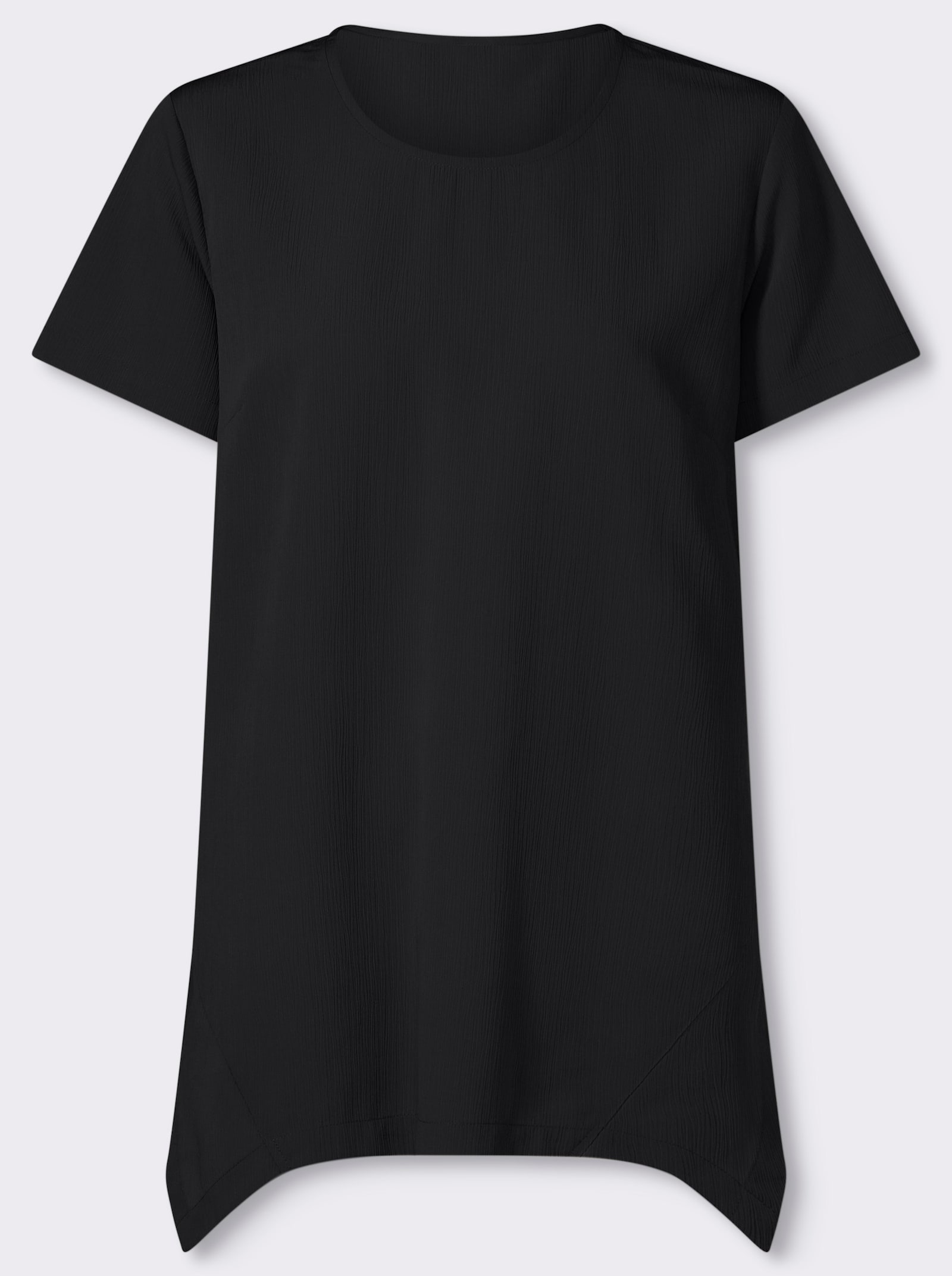 Lange blouse met puntige zoom, onderhoudsarm - zwart