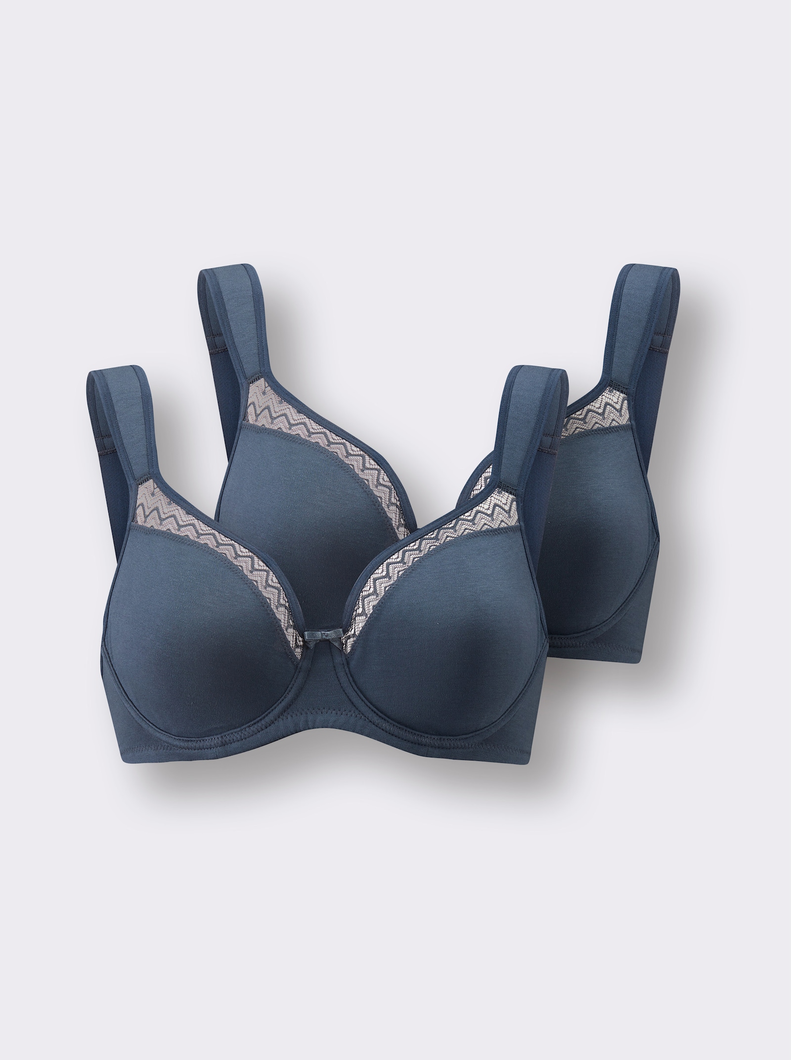 wäschepur Podprsenka s kosticemi a strukturovanou krajkou - kouřová modrá