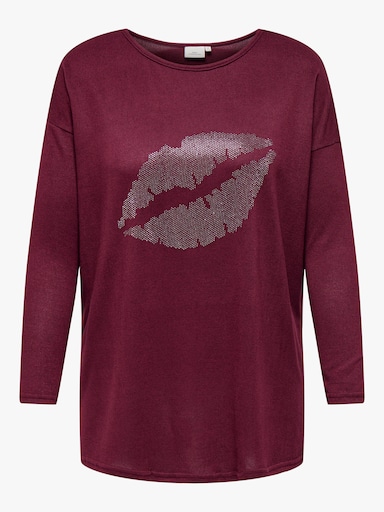 ONLY CARMAKOMA Longshirt - zinfandel detail:lips