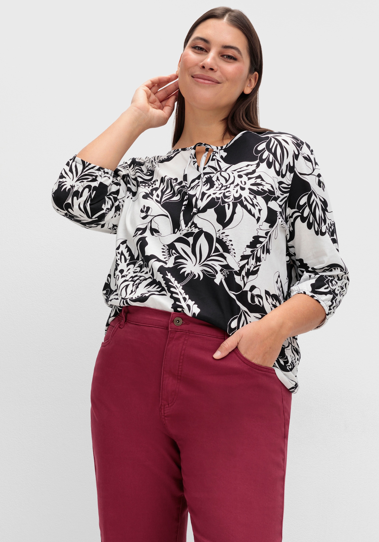 5-Pocket-Hose mit seitlichem Dehnbund - bordeaux