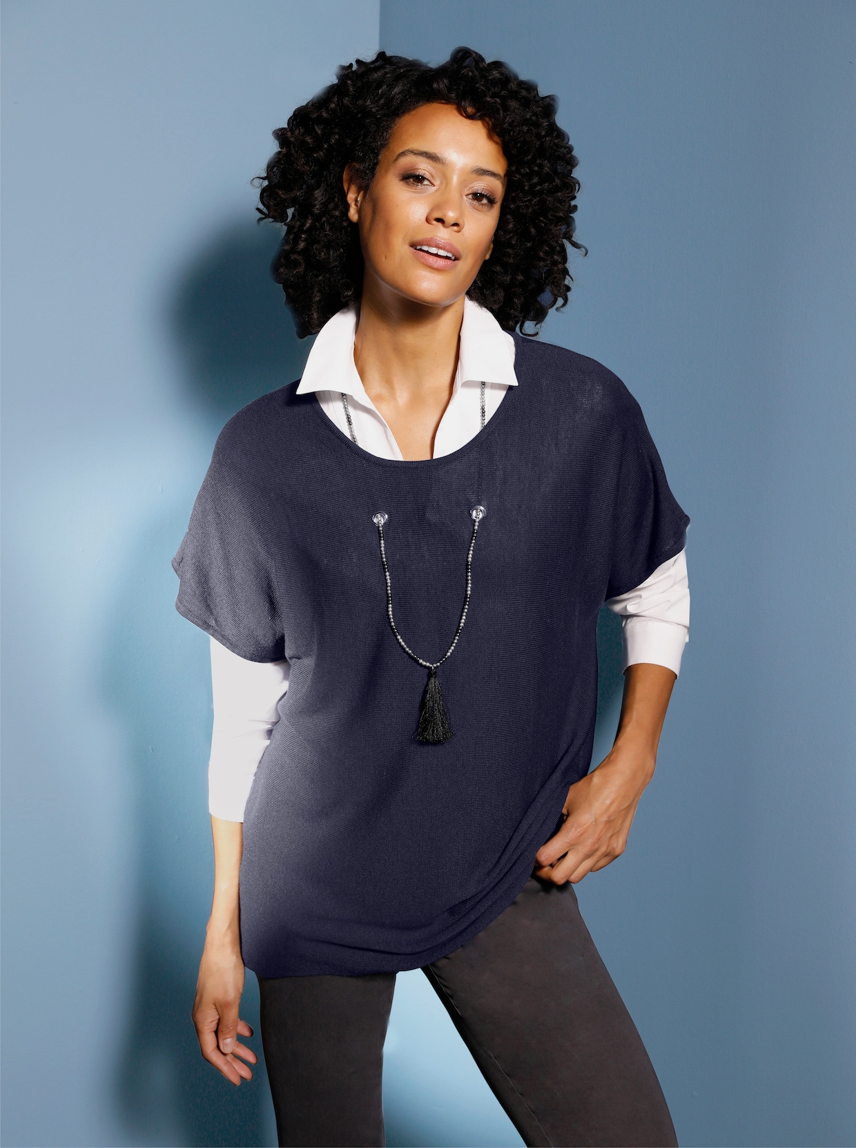 Creation L Premium Viskose-Merino-Pullunder - nachtblau